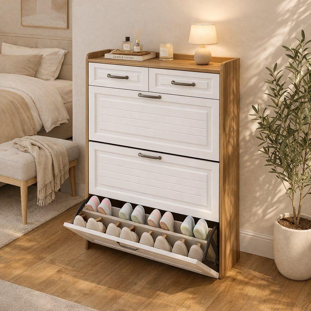 Zapatero Organizdaor Vanguardia Europeo 24 Pares 120x80x24cm Marrón/blanco-5
