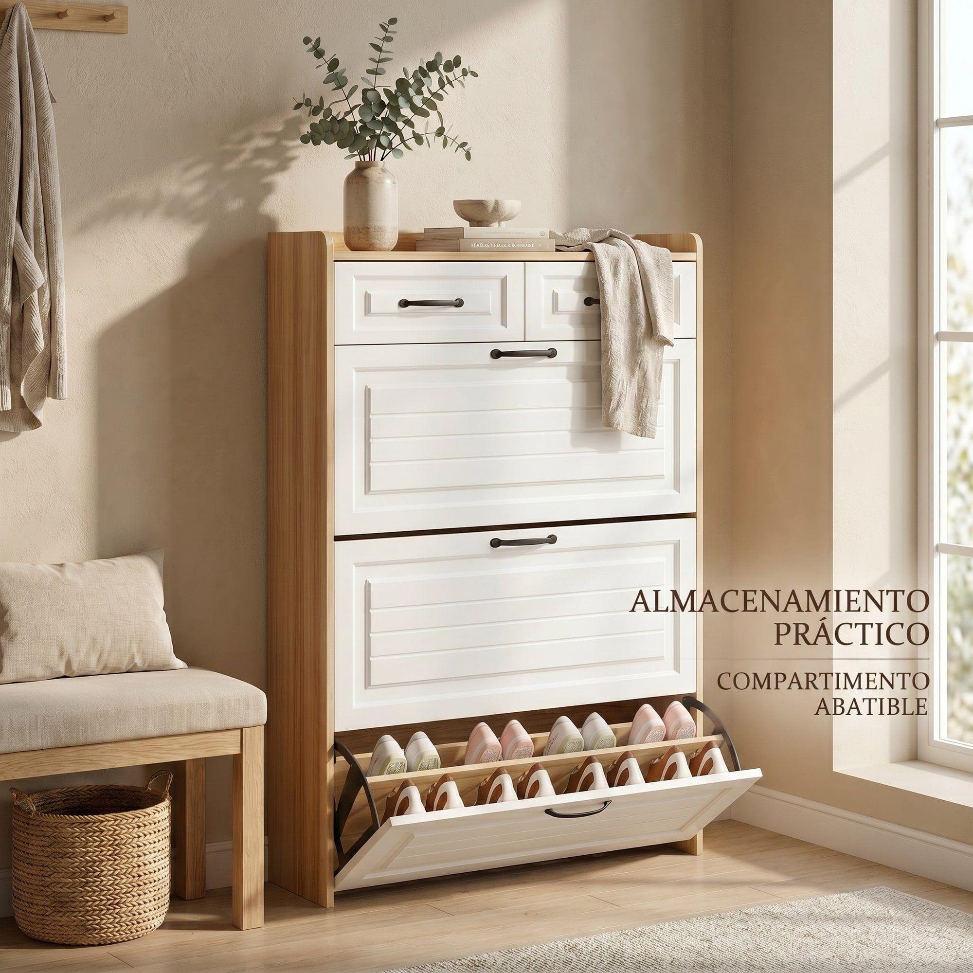 Zapatero Organizdaor Vanguardia Europeo 24 Pares 120x80x24cm Marrón/blanco-7