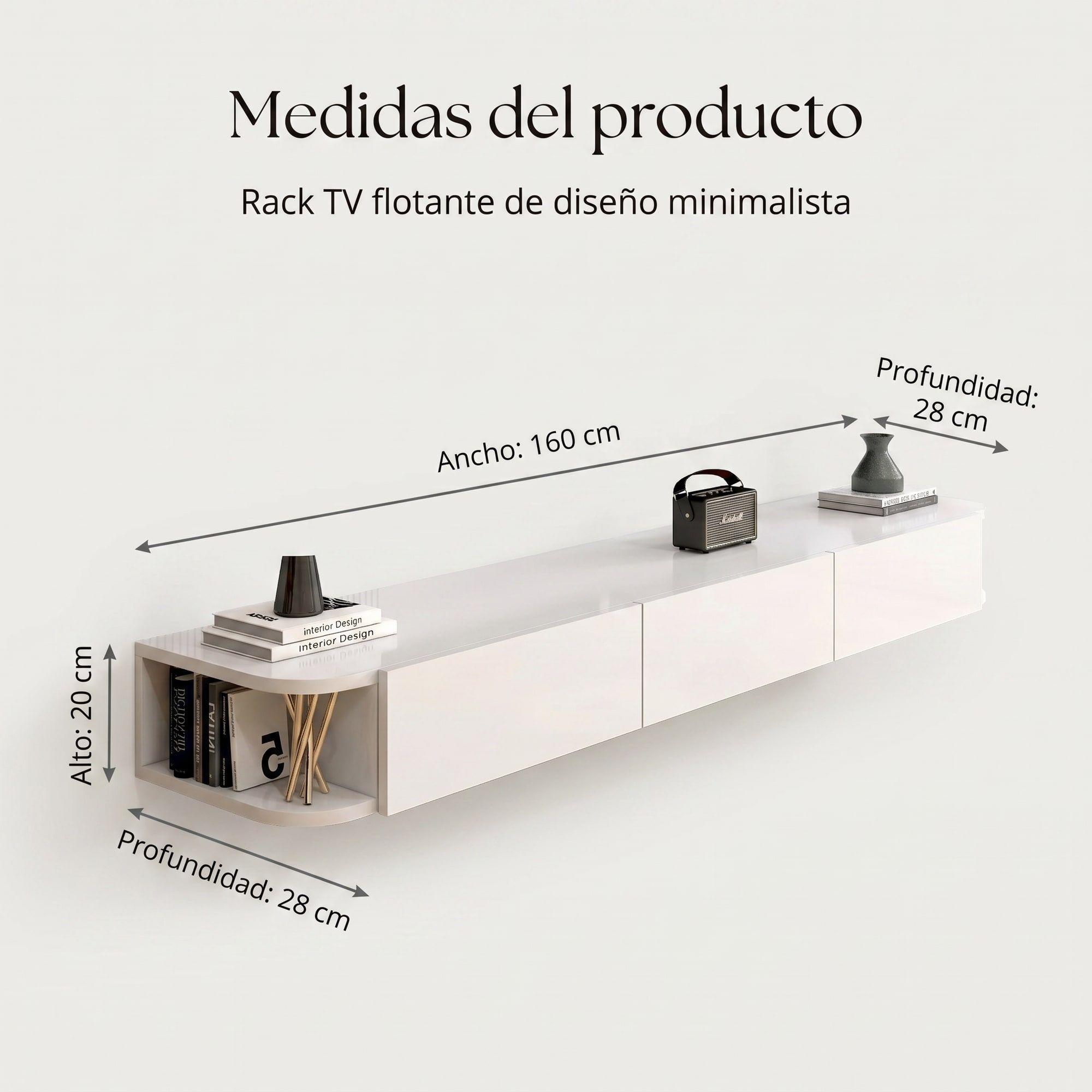 Rack Tv Flotante 160cm De Ancho 3 Puertas Hecho Por Melamina-2