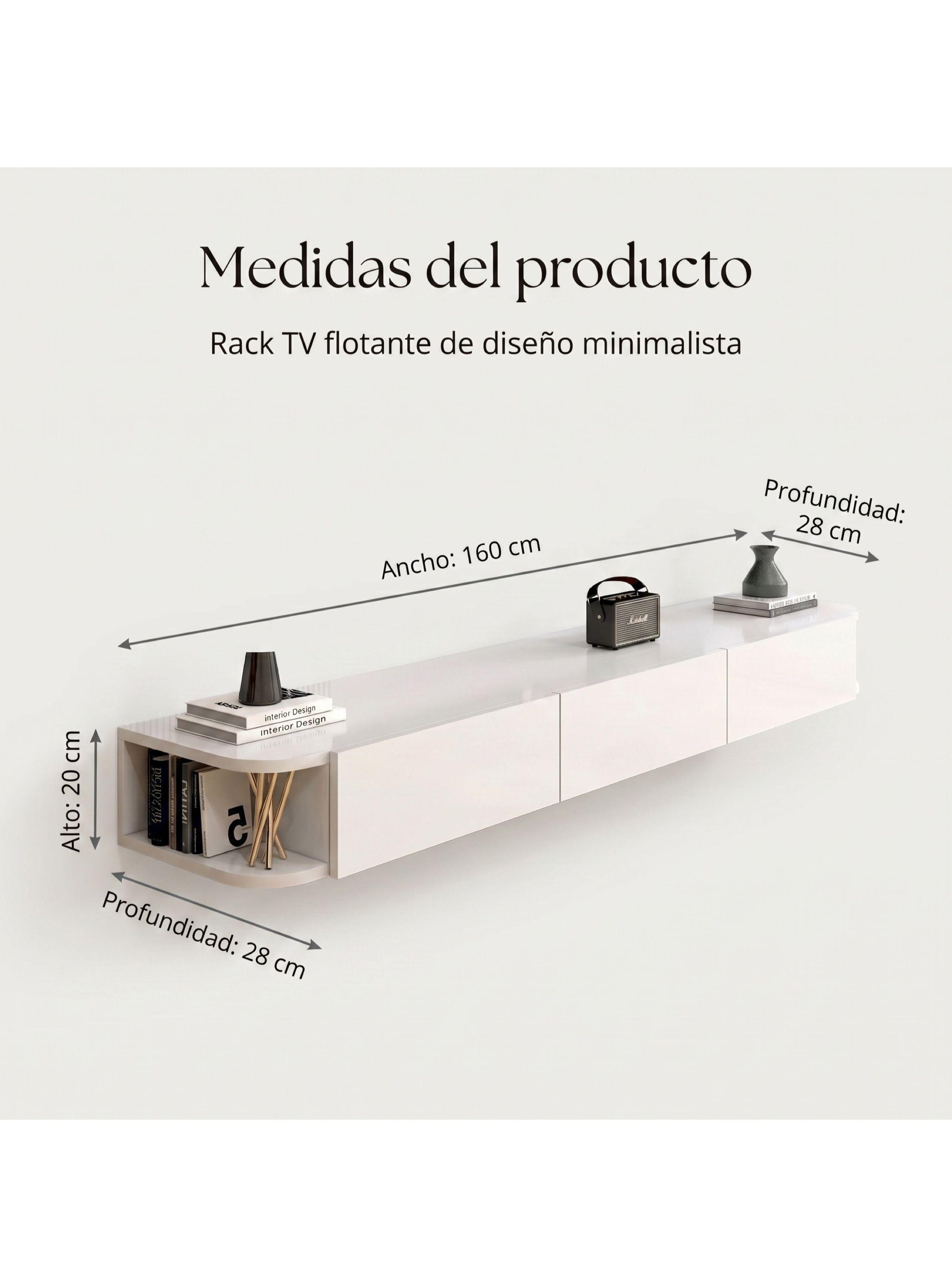 Rack Tv Flotante 160cm De Ancho 3 Puertas Hecho Por Melamina-2