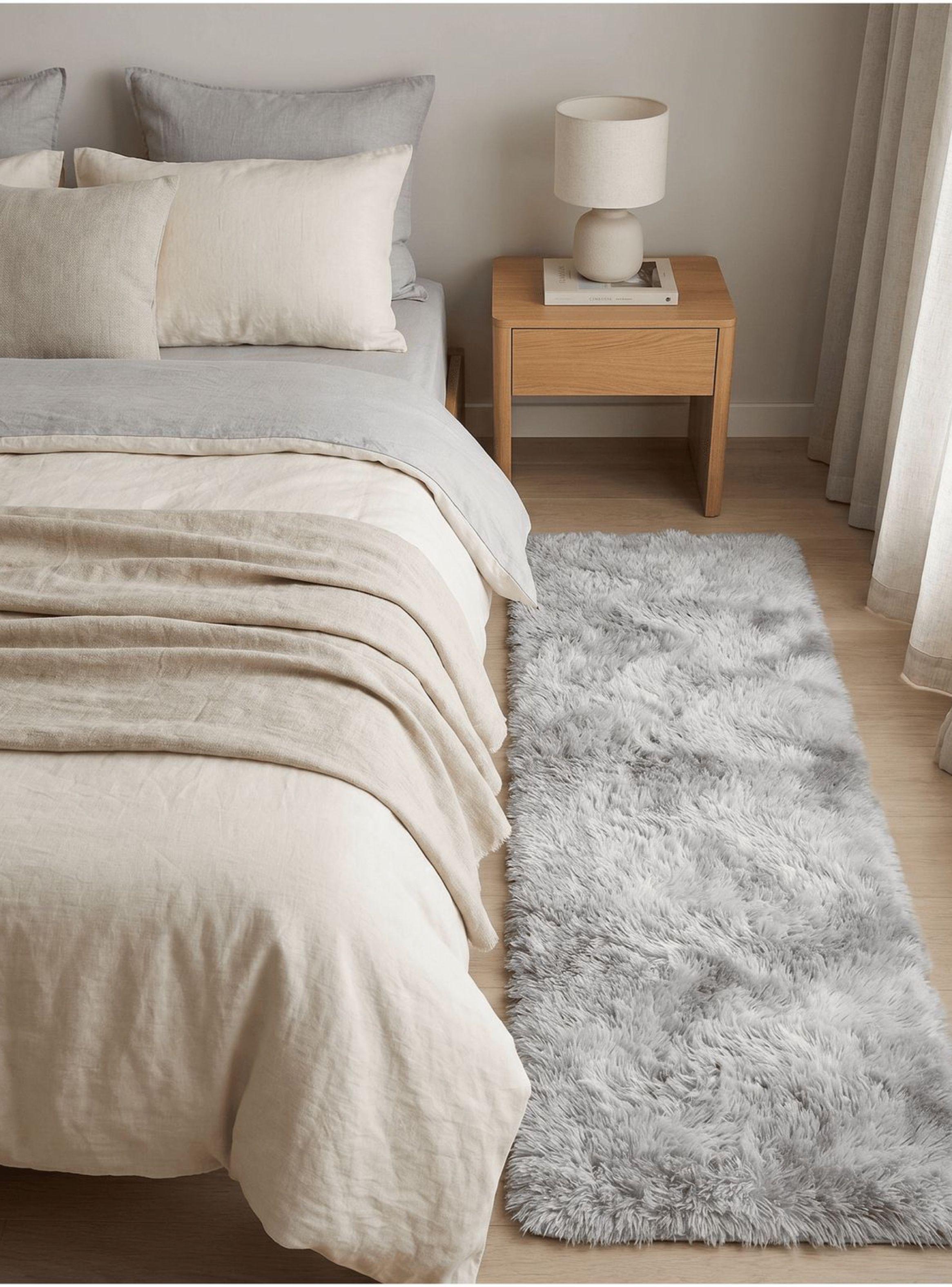 Bajada De Cama Peluda Alfombra 60x160 Cm Homer Design 60x120cm gris claro-4