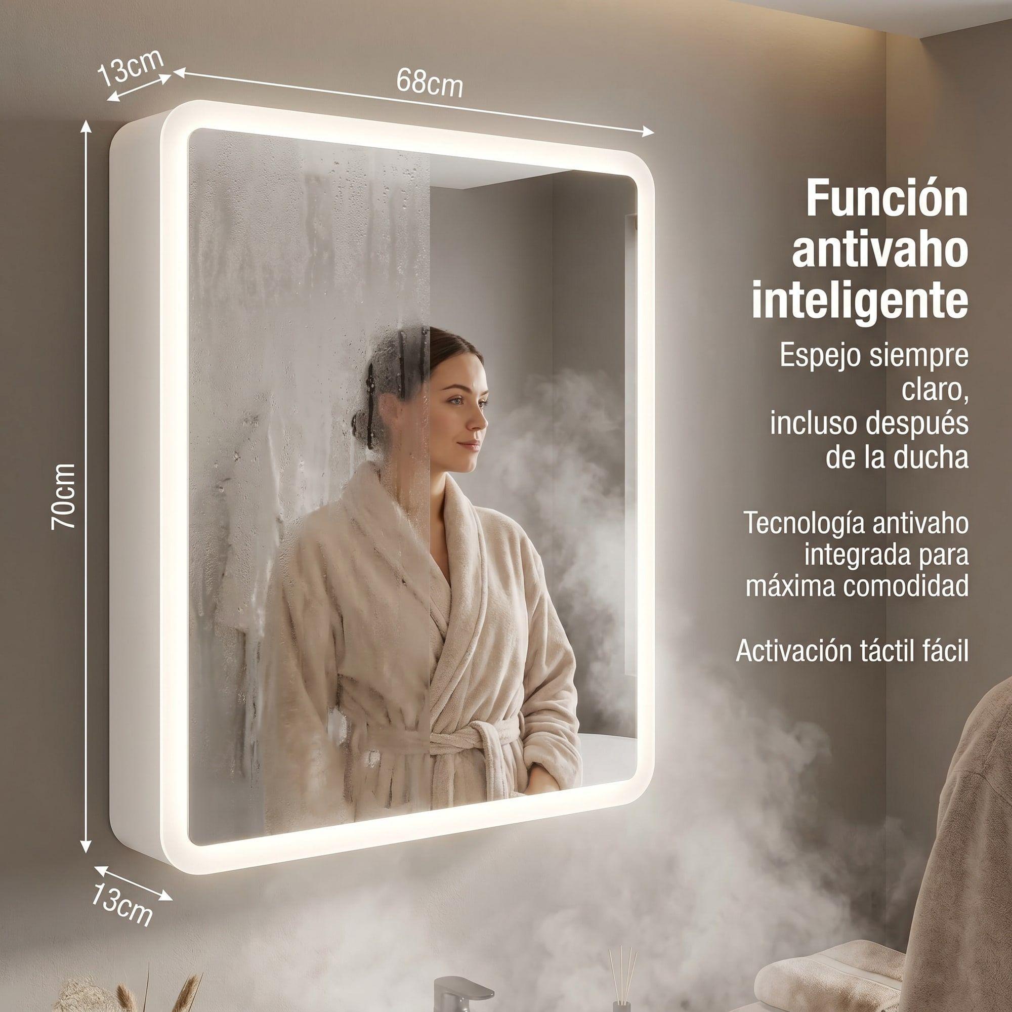 Vanitorio De Panal Aluminio Con Botiquín Espejo Inteligente Blanco Un Agujero-7