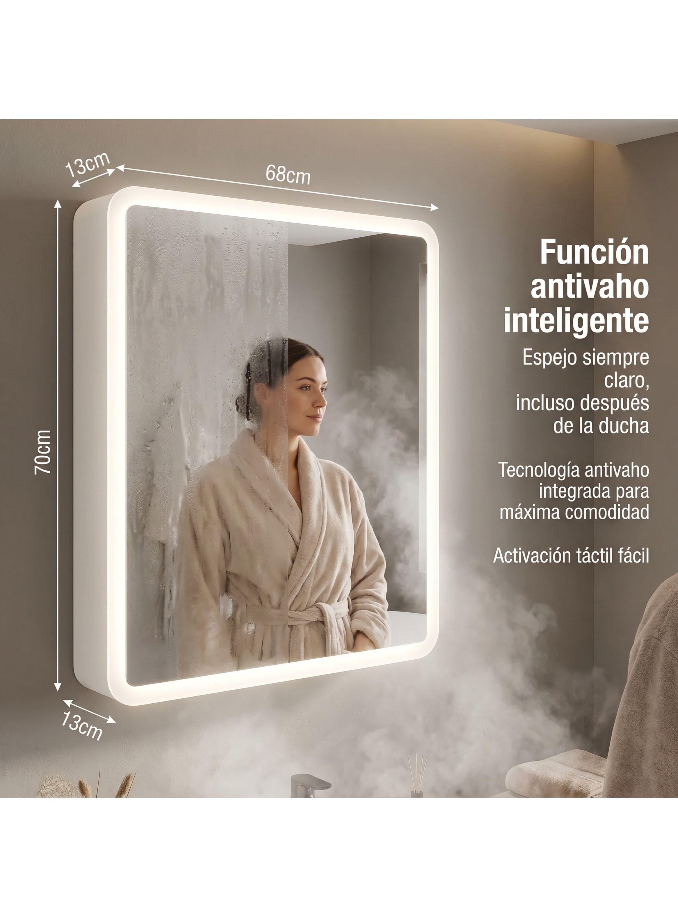 Vanitorio De Panal Aluminio Con Botiquín Espejo Inteligente Blanco Un Agujero-7