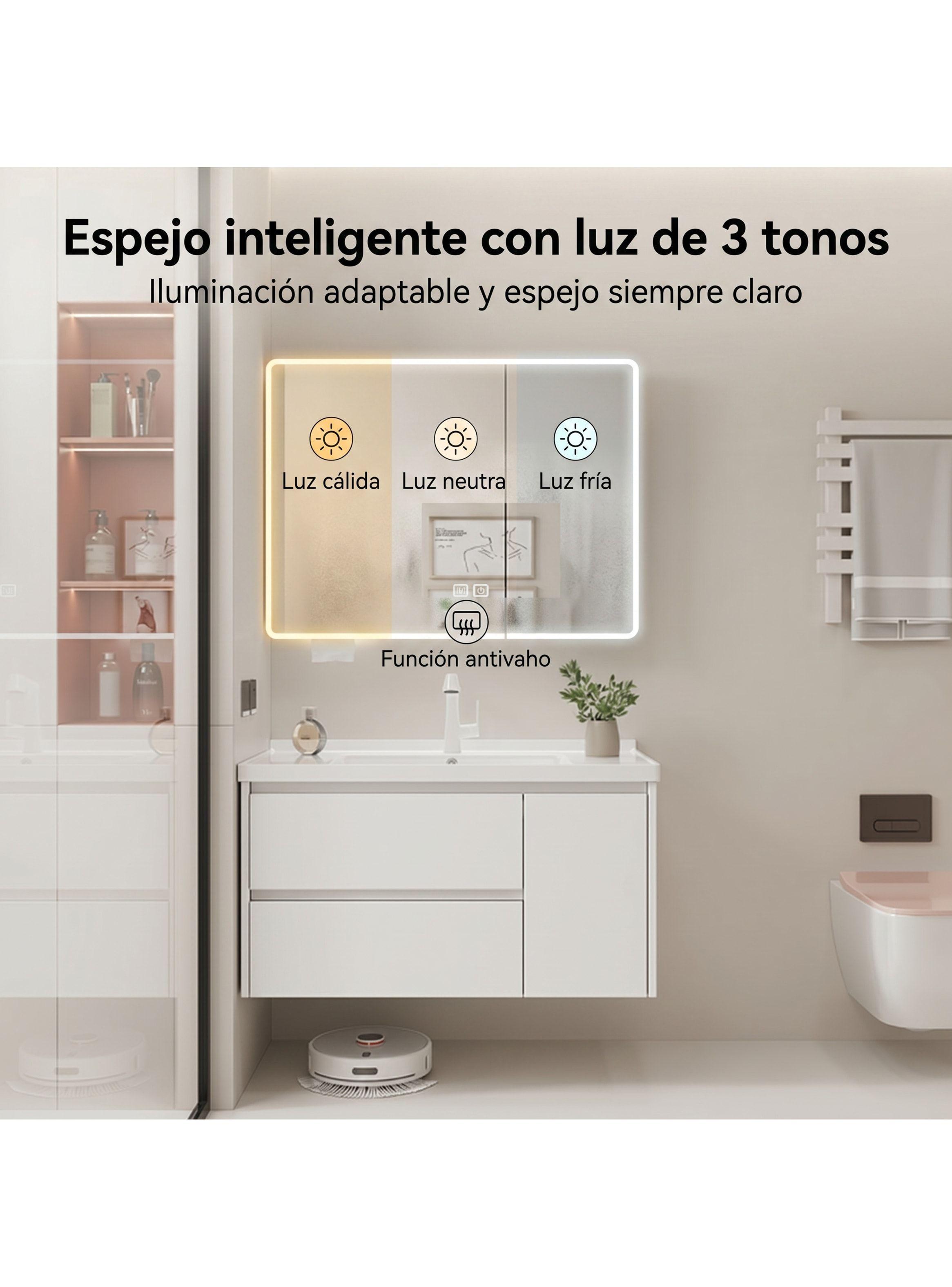 Vanitorio De Panal Aluminio Con Botiquín Espejo Inteligente Blanco Un Agujero-9