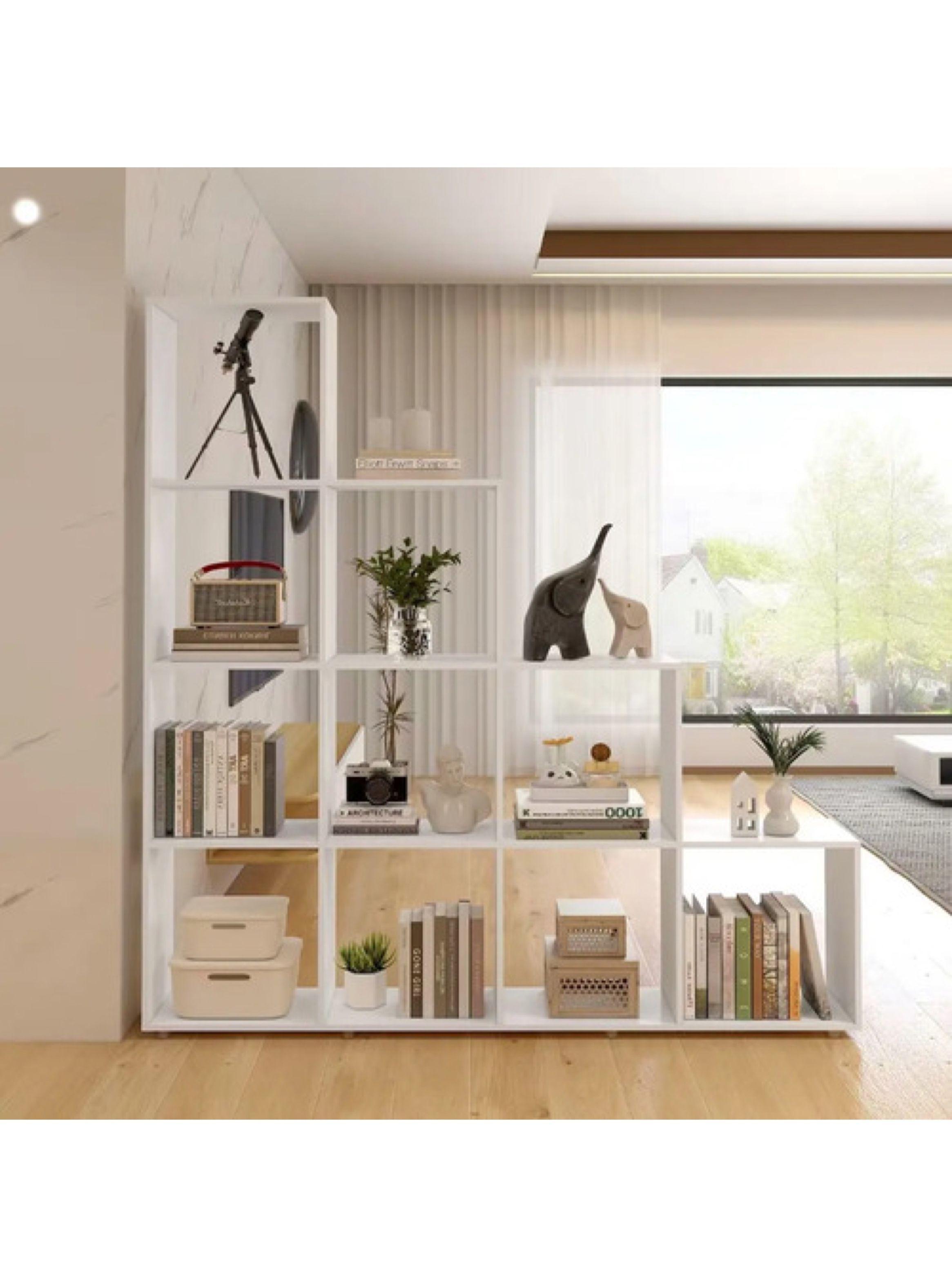 Organizador Repisa Estante Exhibición Para Living Librero Color Blanco-4