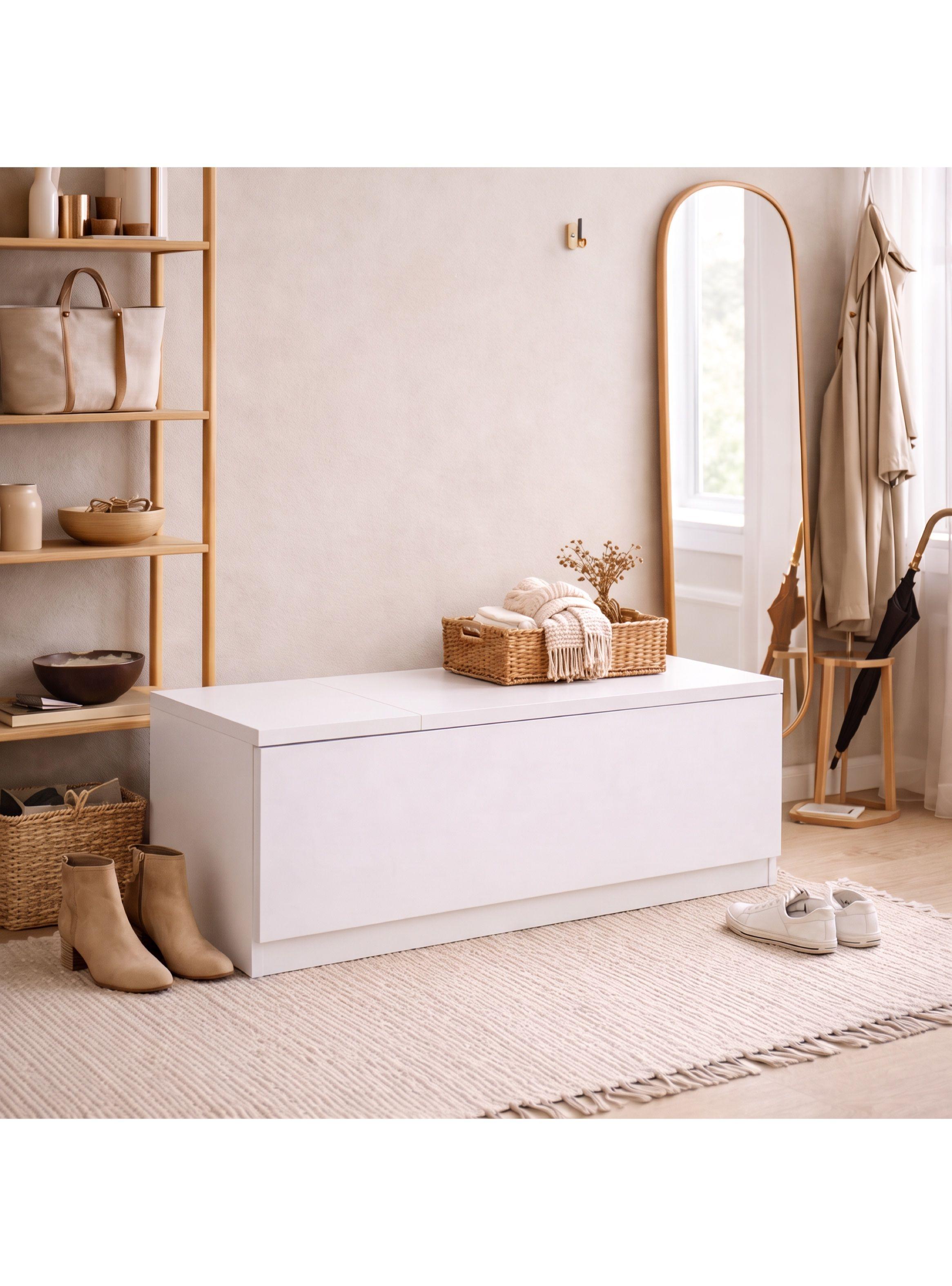 Organizador De Ropa De Madera Estante Dormitorio Bajoventana Blanco-5