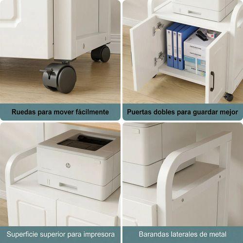 Mueble De Oficina Cajonera Archivador Porta Impresora 50cm Blanco-3