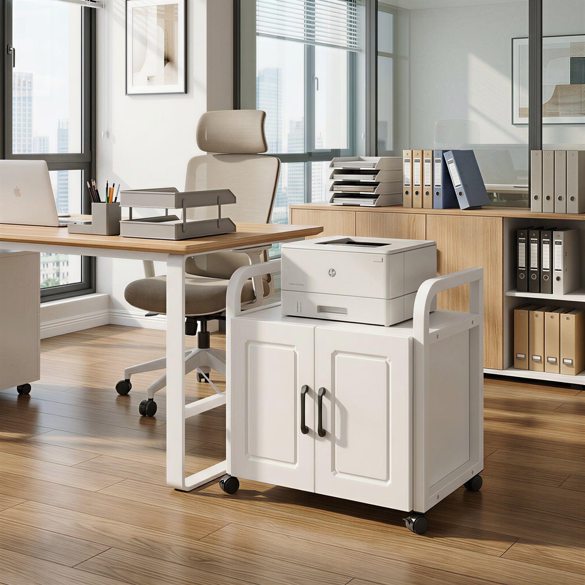 Mueble De Oficina Cajonera Archivador Porta Impresora 50cm Blanco-4