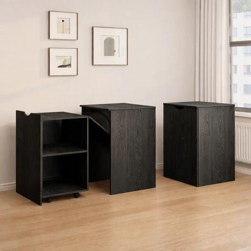 Escritorio Plegable Para Studio 140x44x80 Con Dos Repisa Negro-3