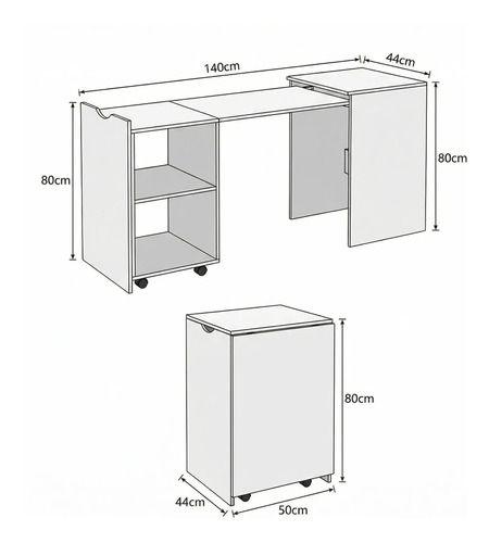 Escritorio Plegable Para Studio 140x44x80 Con Dos Repisa Negro-4