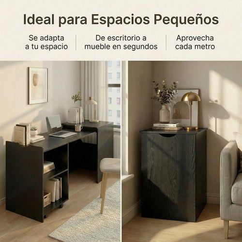 Escritorio Plegable Para Studio 140x44x80 Con Dos Repisa Negro-6
