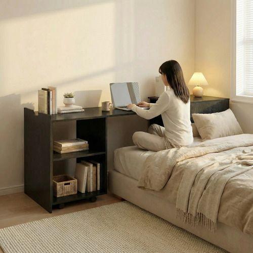 Escritorio Plegable Para Studio 140x44x80 Con Dos Repisa Negro-7