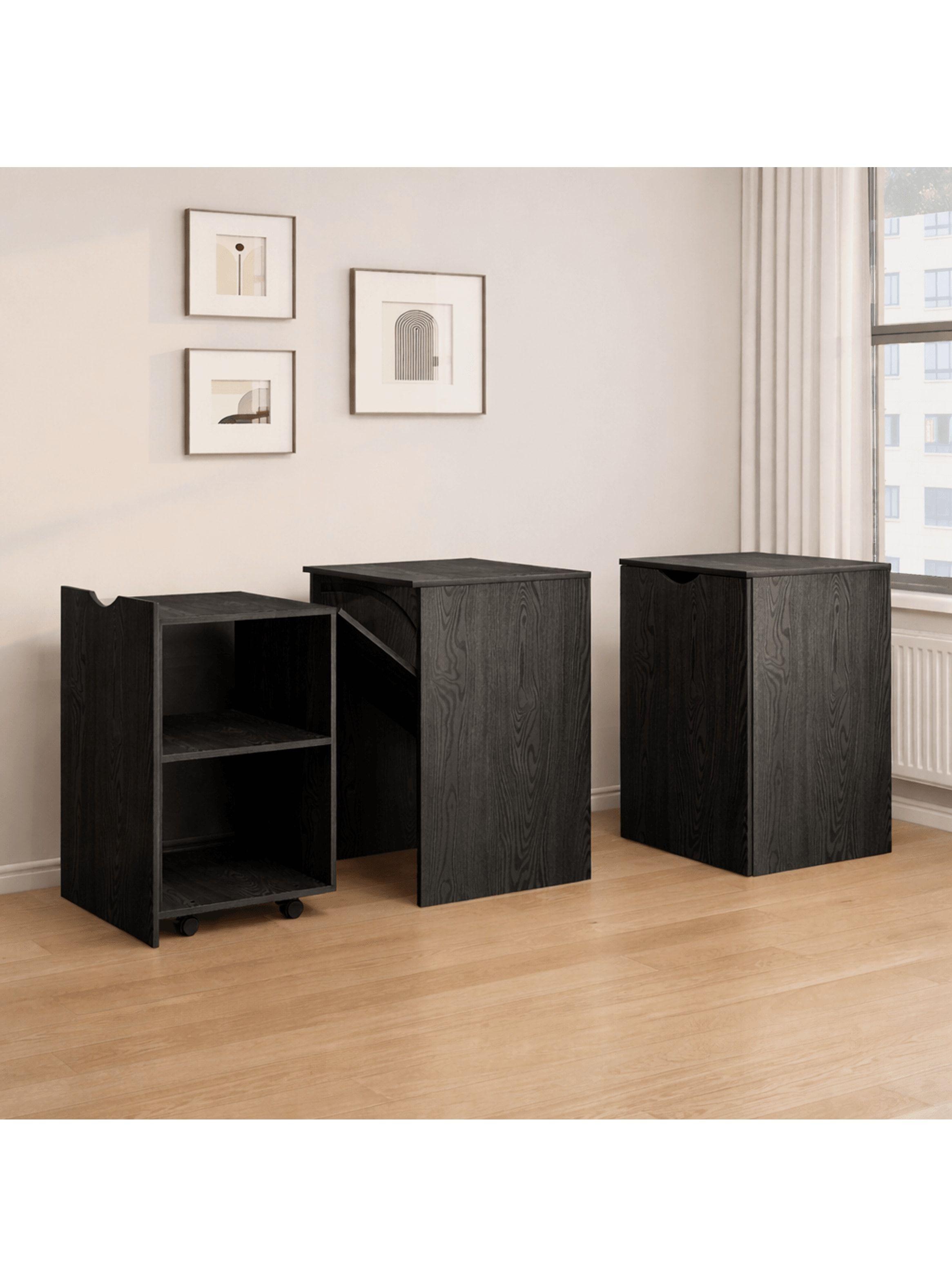 Escritorio Plegable Para Studio 140x44x80 Con Dos Repisa Negro-3