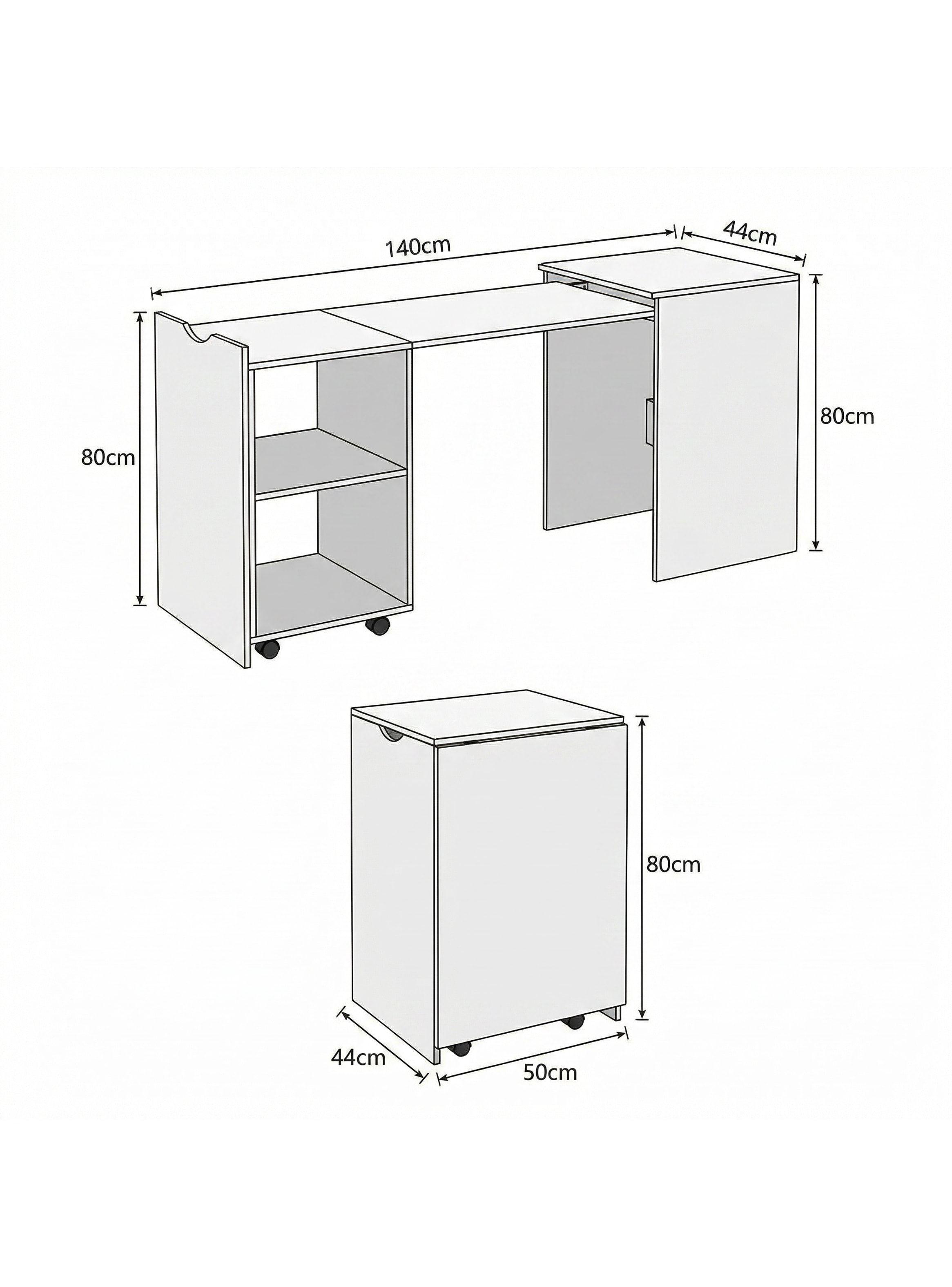 Escritorio Plegable Para Studio 140x44x80 Con Dos Repisa Negro-4