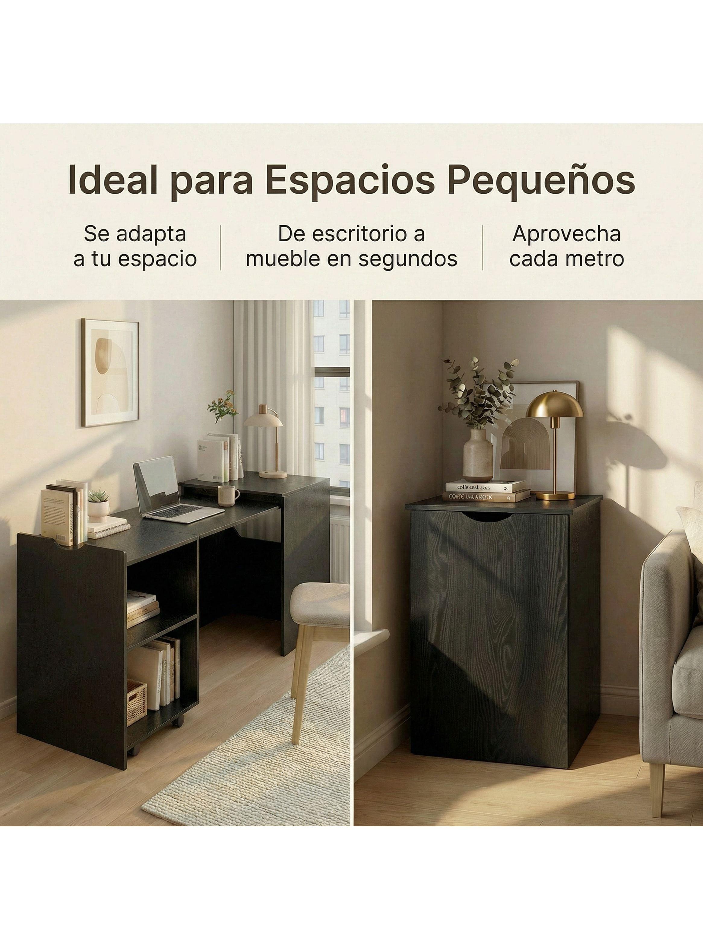 Escritorio Plegable Para Studio 140x44x80 Con Dos Repisa Negro-6