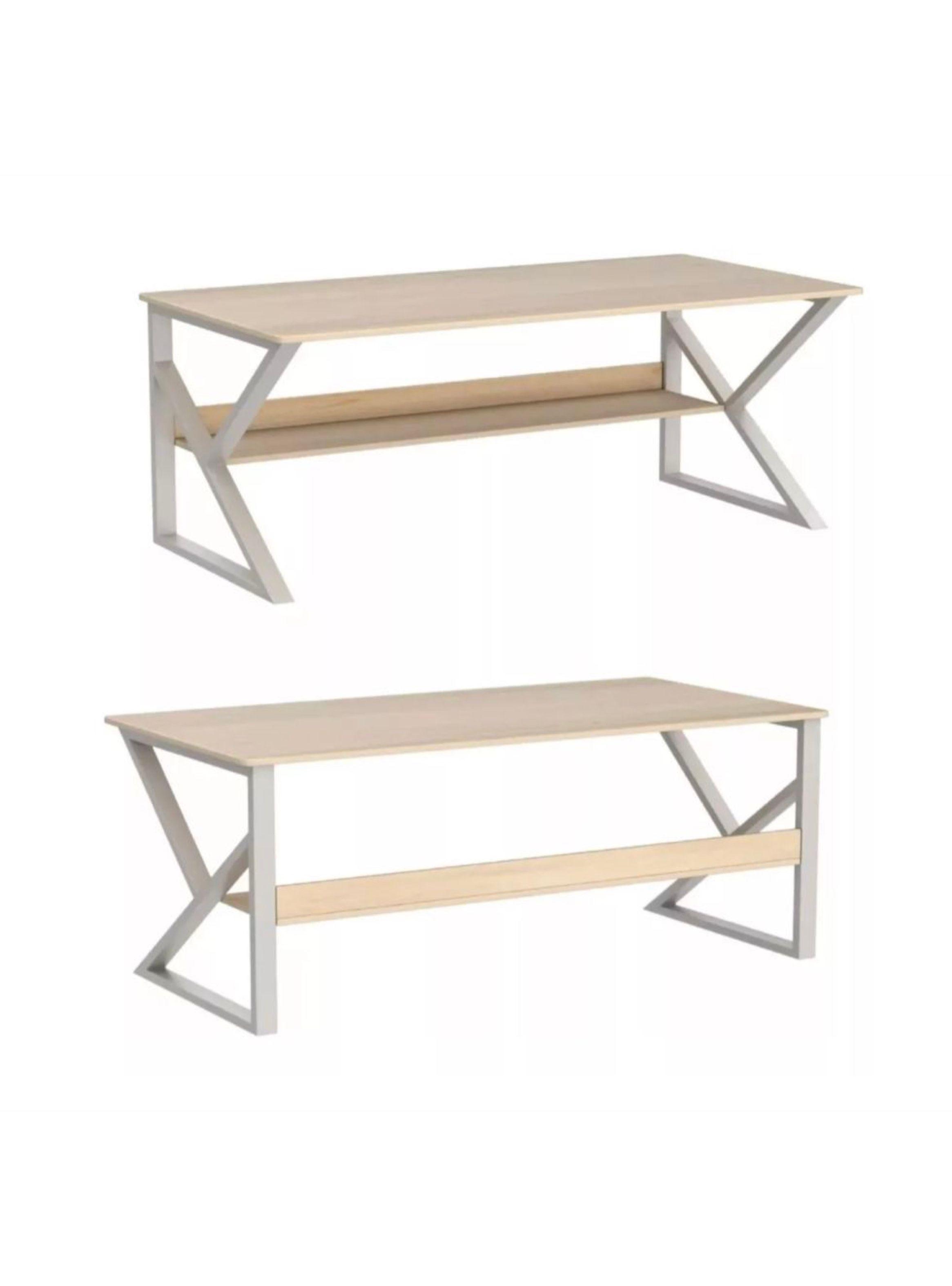 Escritorio Pata Metal Oficina 140x60x75cm Gruesa 15mm con repisa-1