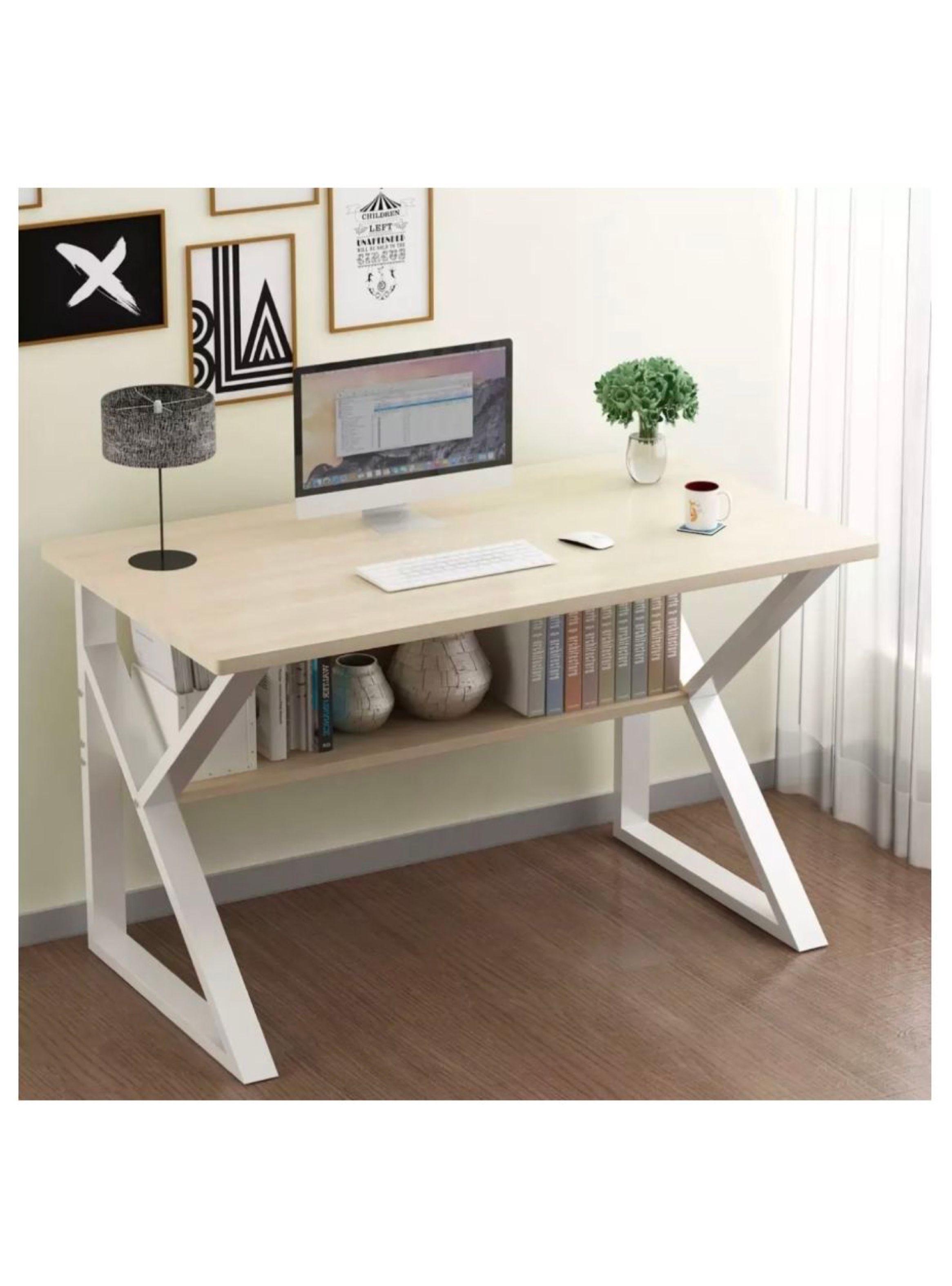 Escritorio Pata Metal Oficina 140x60x75cm Gruesa 15mm con repisa-6