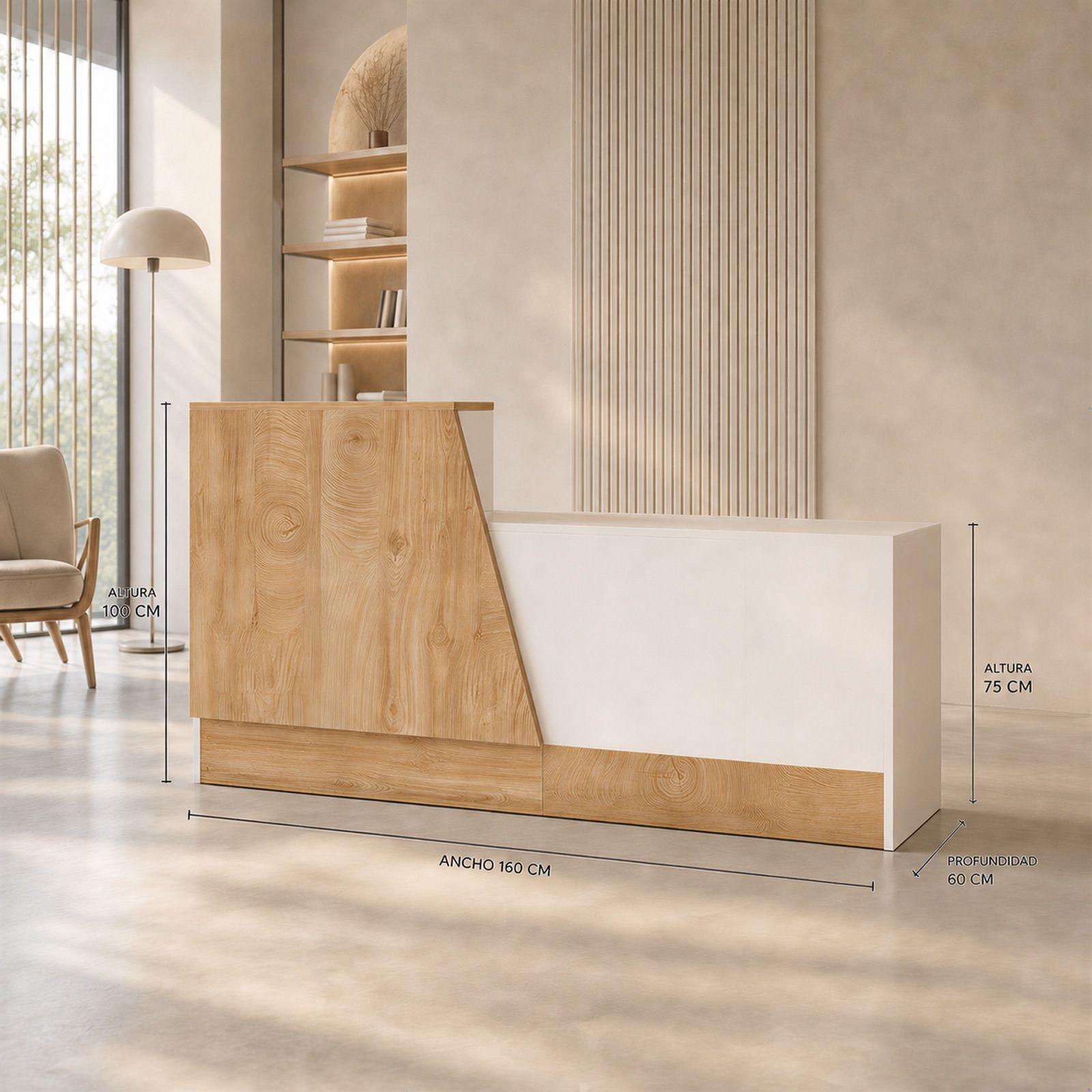 Escritorio Caja Registradora Mueble Para Recepción 160cm Marrón/blanco SYT005ZUO A+B-2