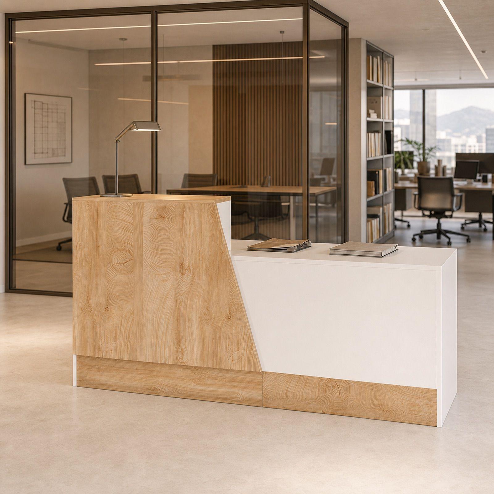 Escritorio Caja Registradora Mueble Para Recepción 160cm Marrón/blanco SYT005ZUO A+B-6
