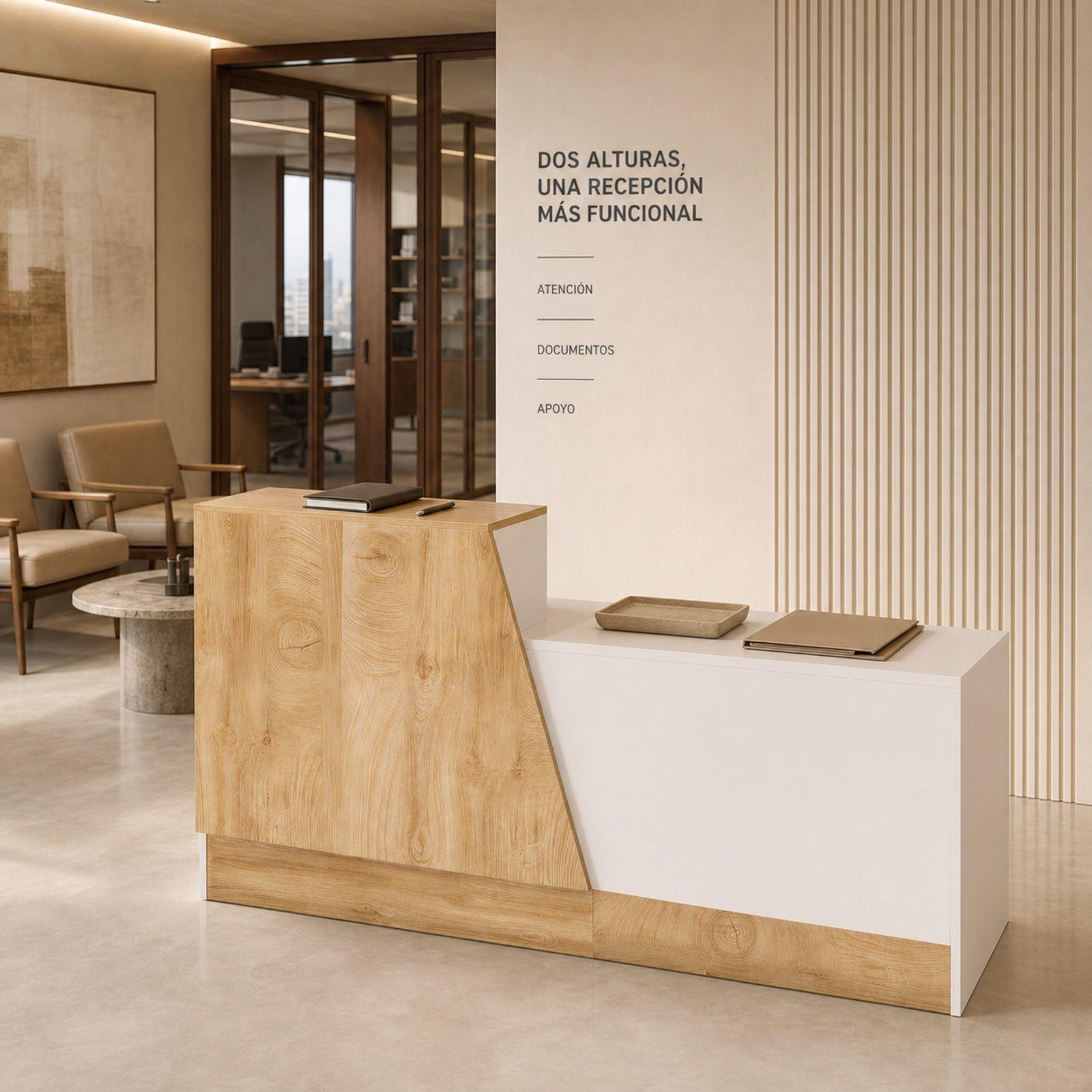 Escritorio Caja Registradora Mueble Para Recepción 160cm Marrón/blanco SYT005ZUO A+B-7