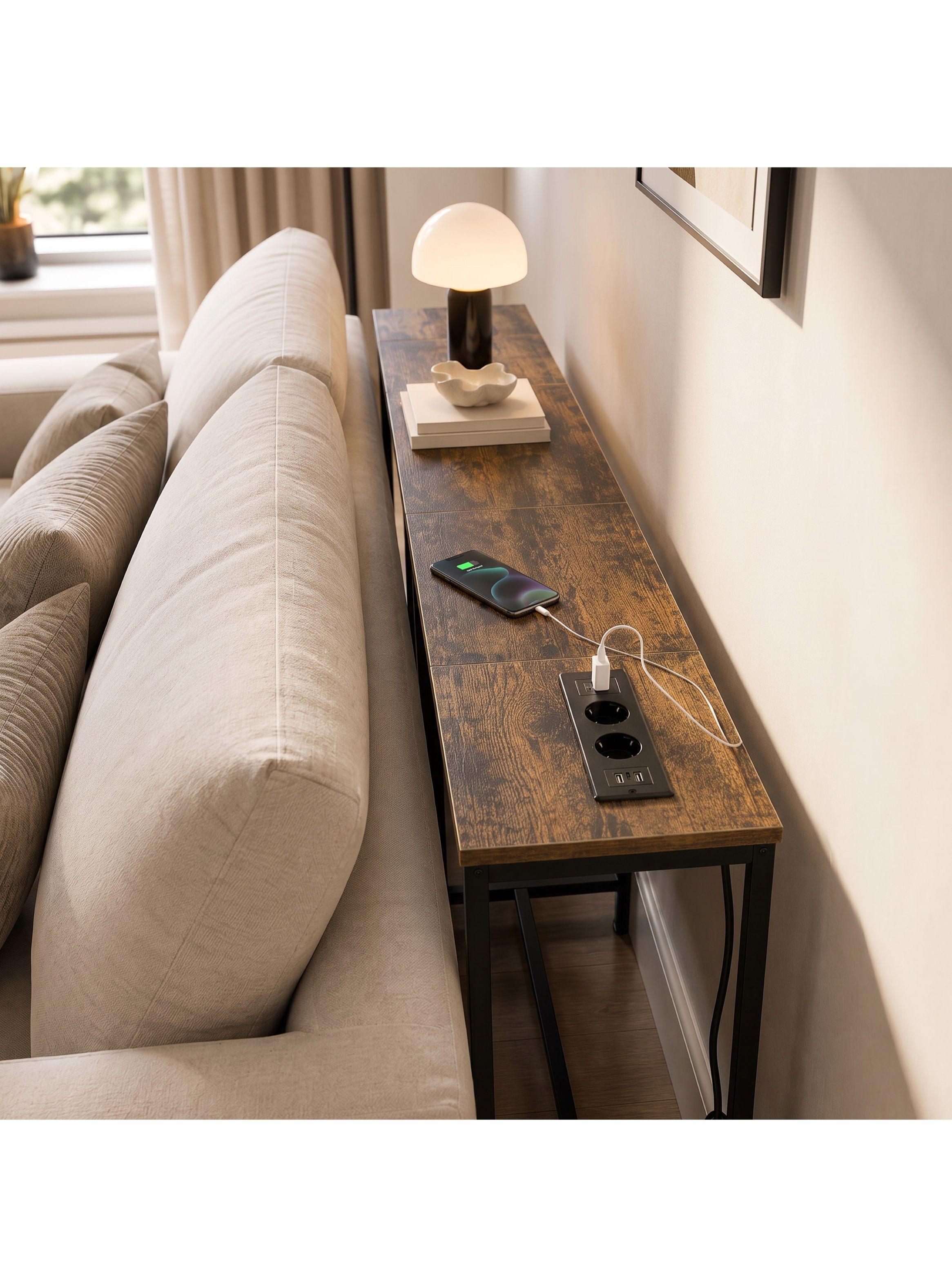 Mesa Lateral Con Enchufe Aveline Para Sofá Y Carga Usb YN166140R-5