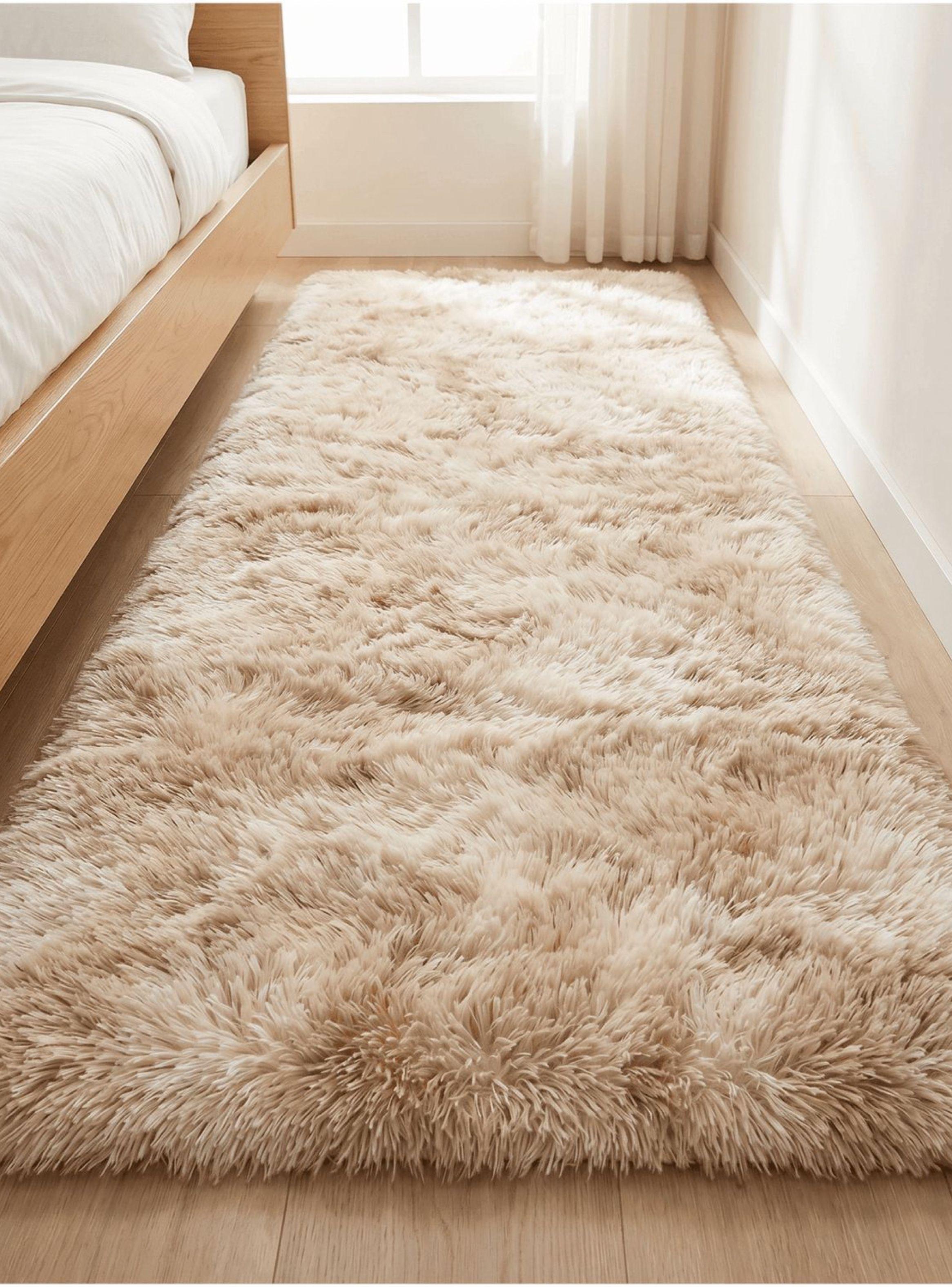 Bajada De Cama Peluda Alfombra 60x160 Cm Homer Design 60*160cm caqui-4