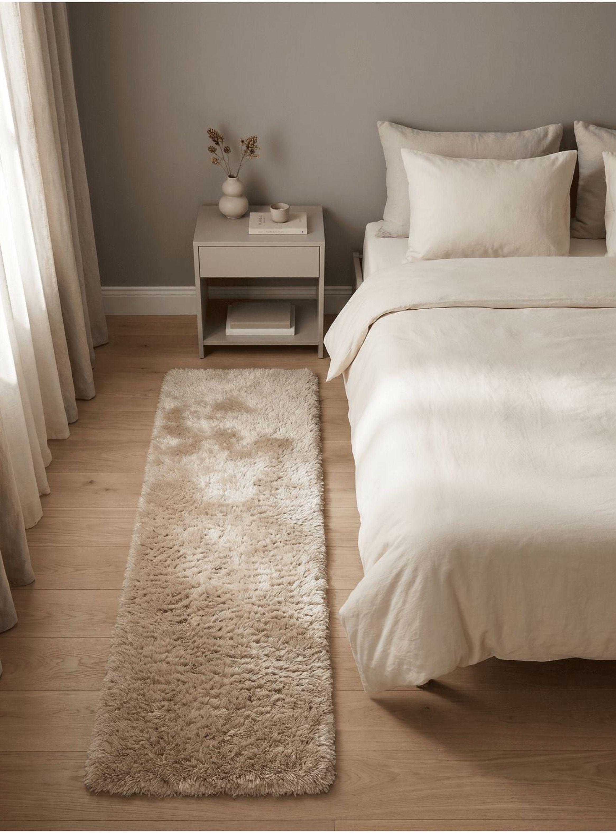 Bajada De Cama Peluda Alfombra 60x160 Cm Homer Design 60*160cm caqui-5
