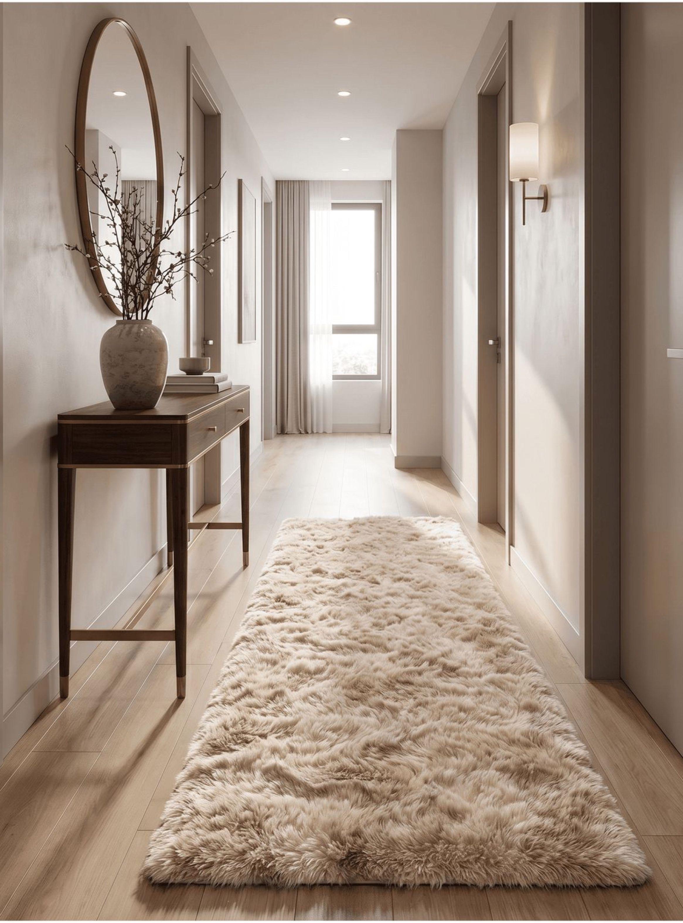 Bajada De Cama Peluda Alfombra 60x160 Cm Homer Design 60*160cm caqui-6