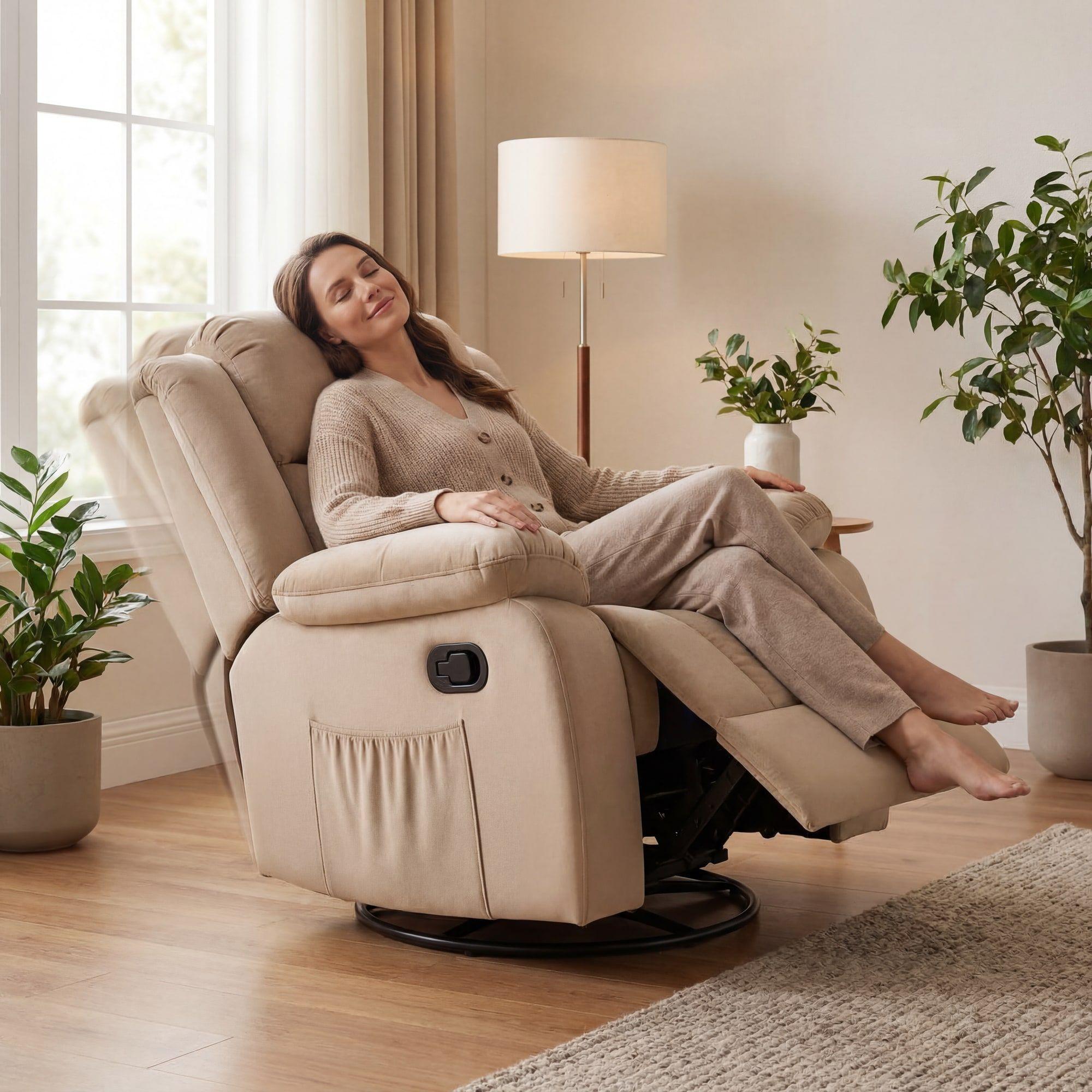 Berger Giratorio Reclinable+masaje+mecedora+calefaccion Caqui-4