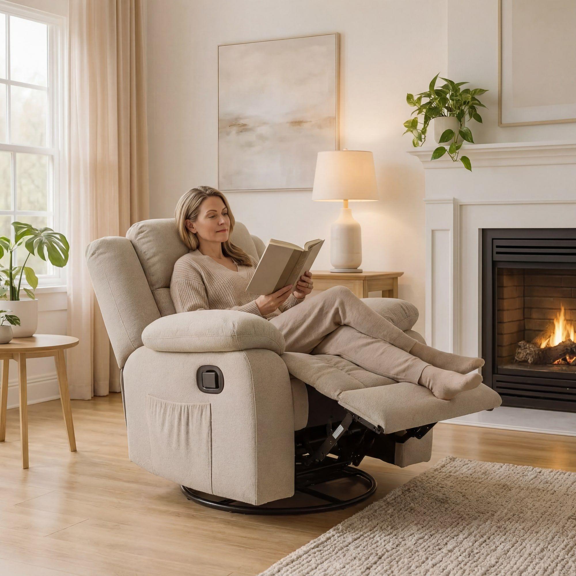 Berger Giratorio Reclinable+masaje+mecedora+calefaccion Caqui-5