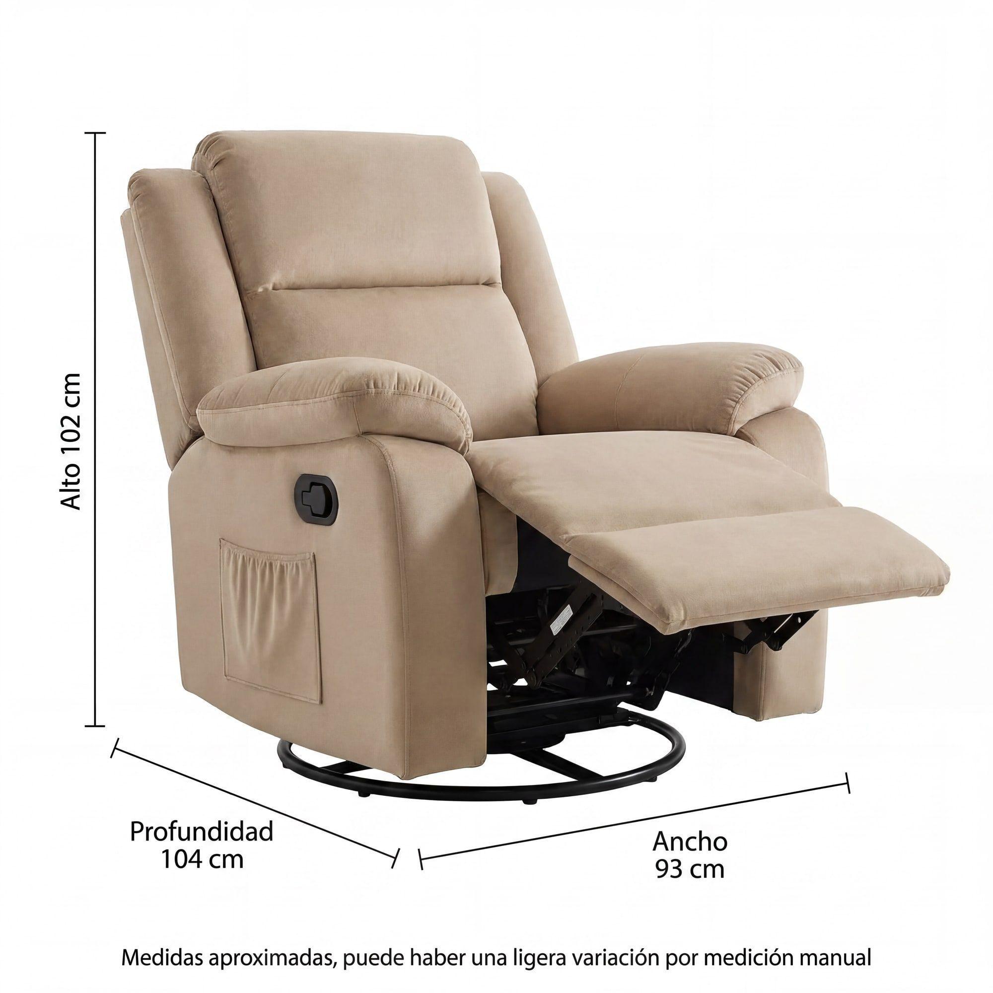 Berger Giratorio Reclinable+masaje+mecedora+calefaccion Caqui-7