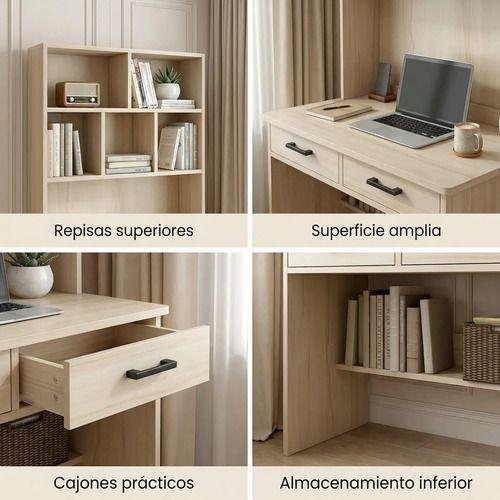 Homer Design Escritorio Moderno Con Organizador 80x50x170cm Para Oficina Color Marrón-6