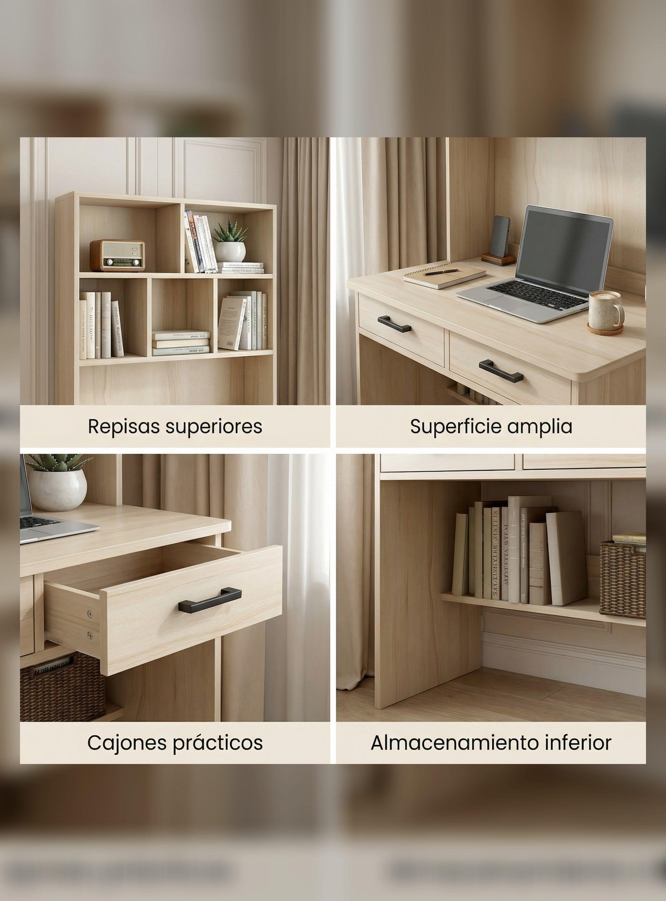 Homer Design Escritorio Moderno Con Organizador 80x50x170cm Para Oficina Color Marrón-2