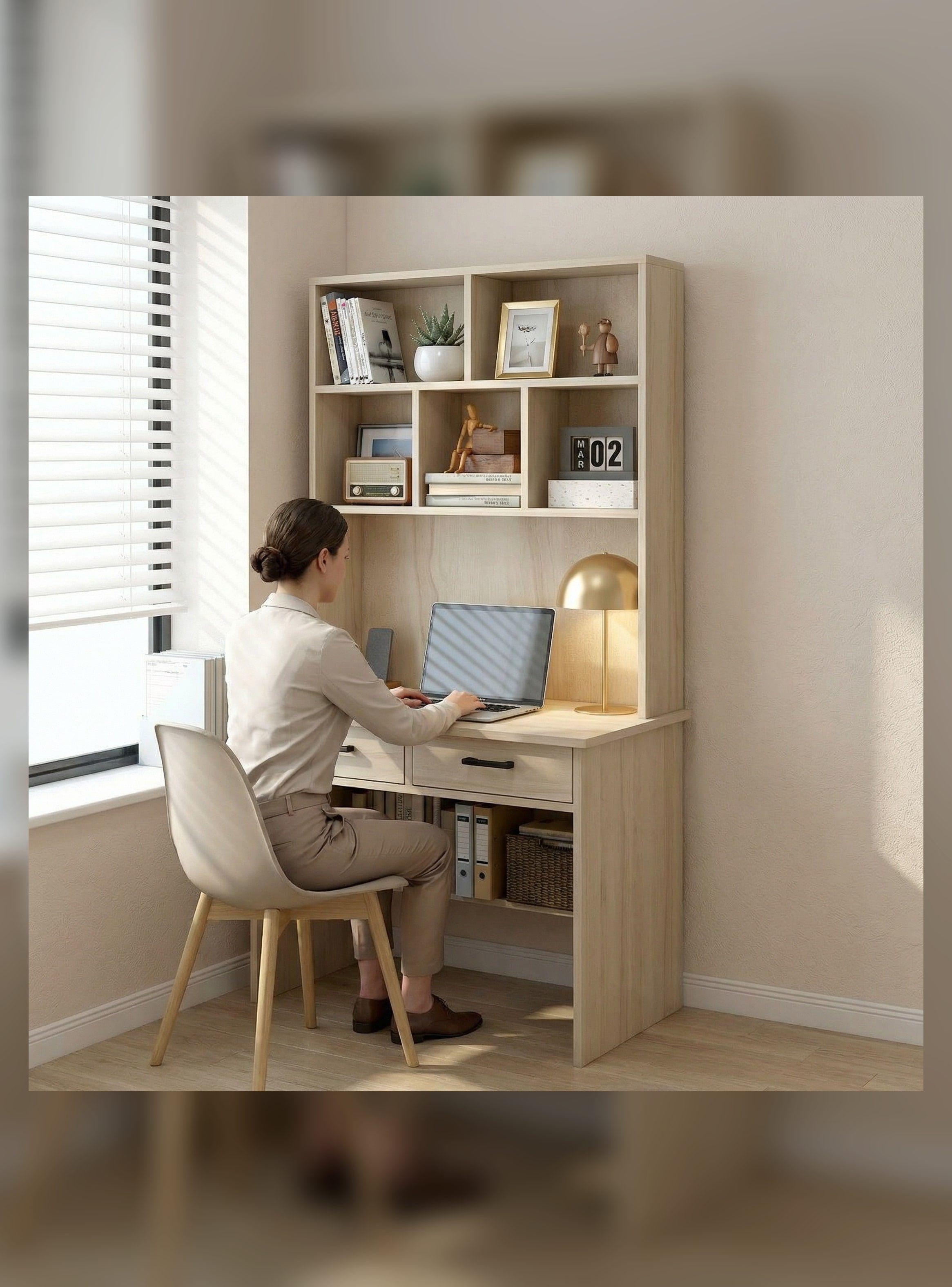 Homer Design Escritorio Moderno Con Organizador 80x50x170cm Para Oficina Color Marrón-5