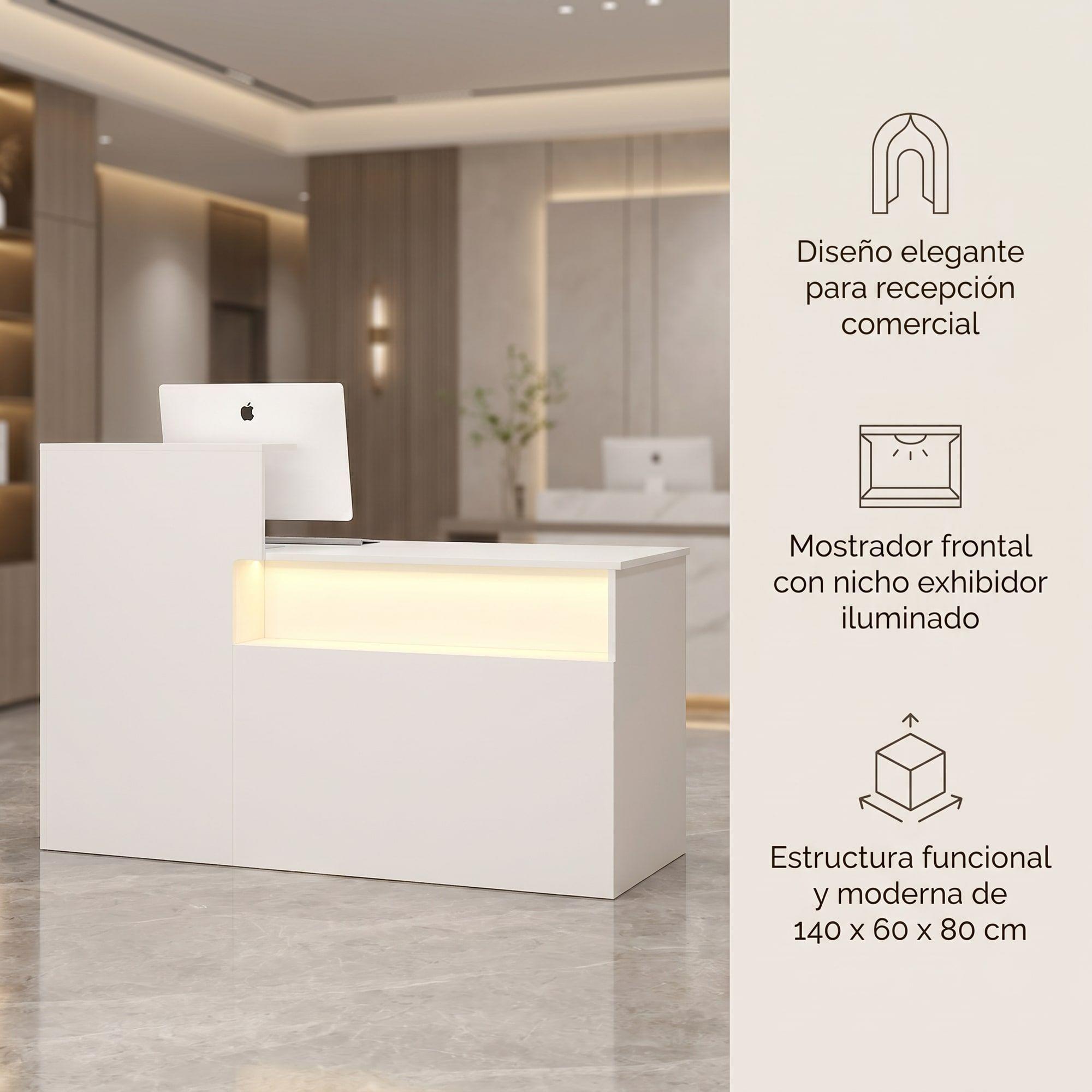 Escritorio Caja Registradora Mueble Para Recepción Con Luz Blanco-4