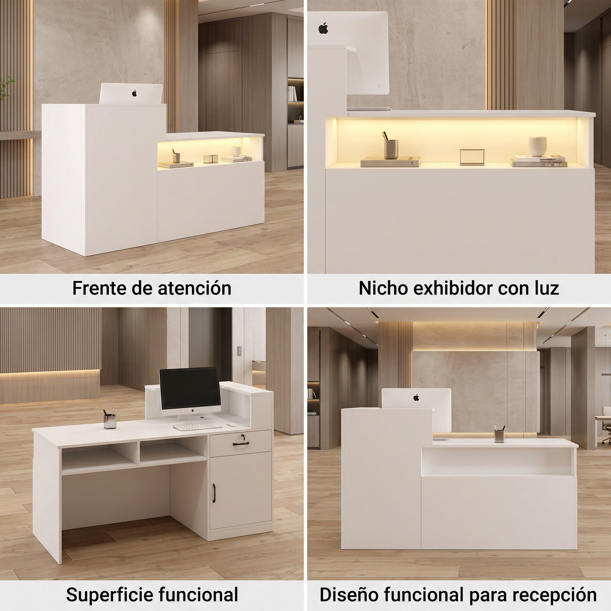 Escritorio Caja Registradora Mueble Para Recepción Con Luz Blanco-6