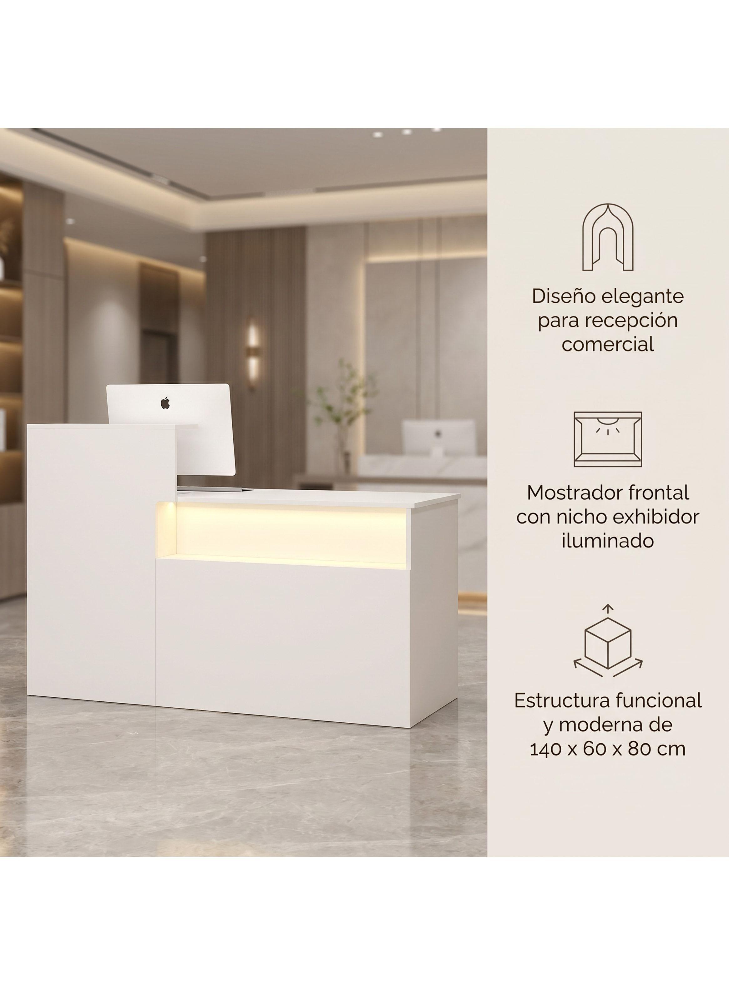 Escritorio Caja Registradora Mueble Para Recepción Con Luz Blanco-4