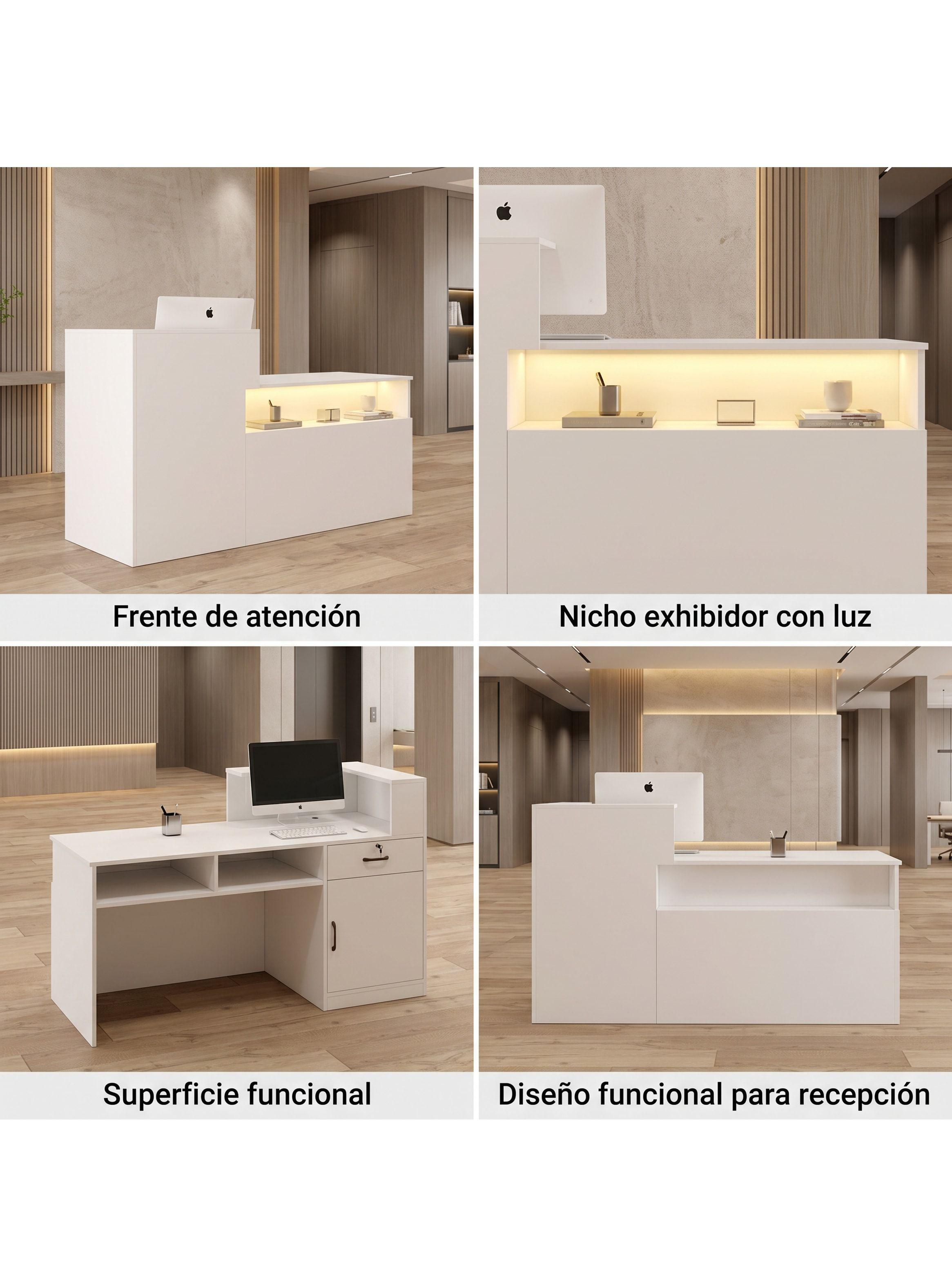 Escritorio Caja Registradora Mueble Para Recepción Con Luz Blanco-6