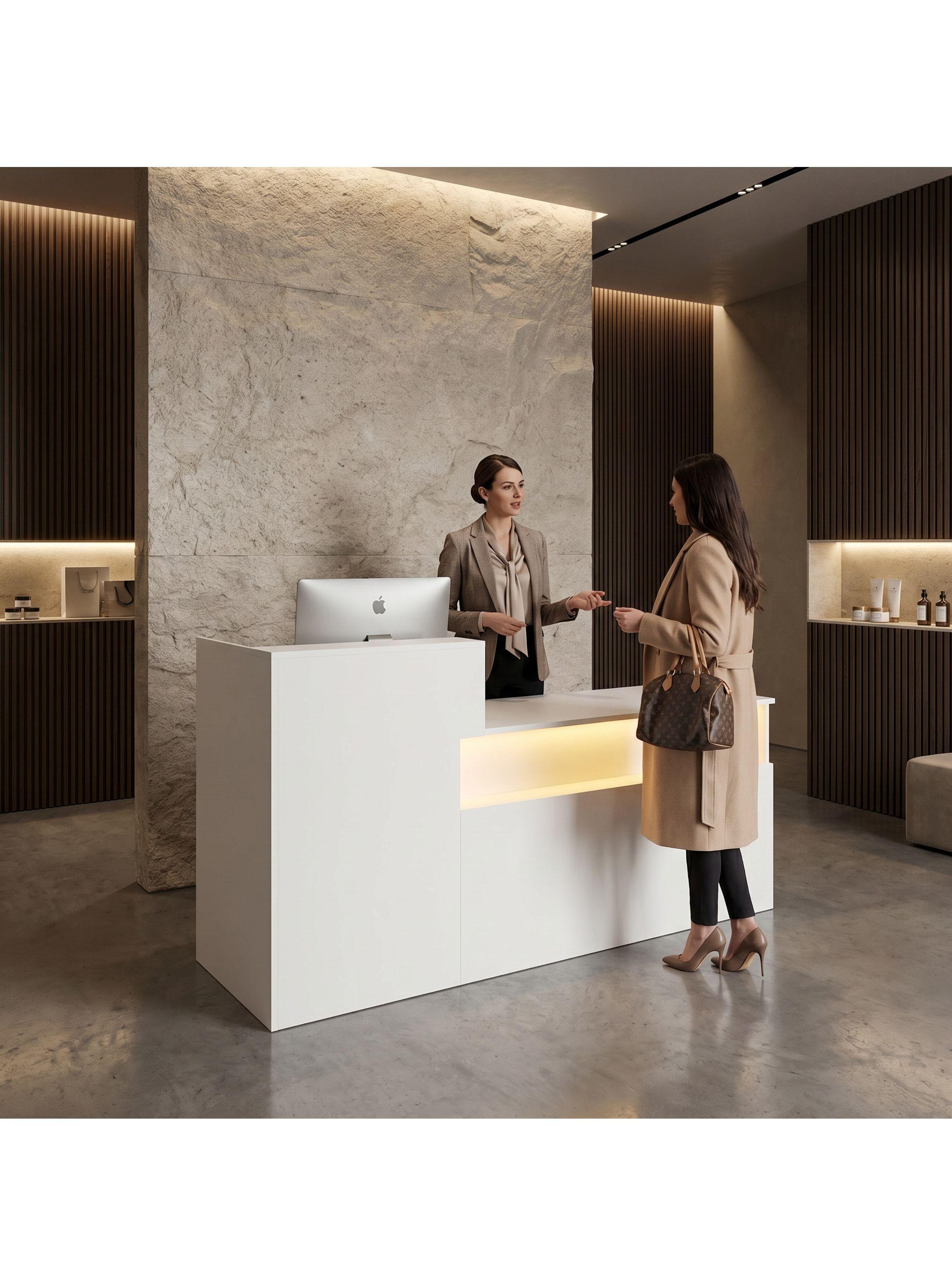 Escritorio Caja Registradora Mueble Para Recepción Con Luz Blanco-7