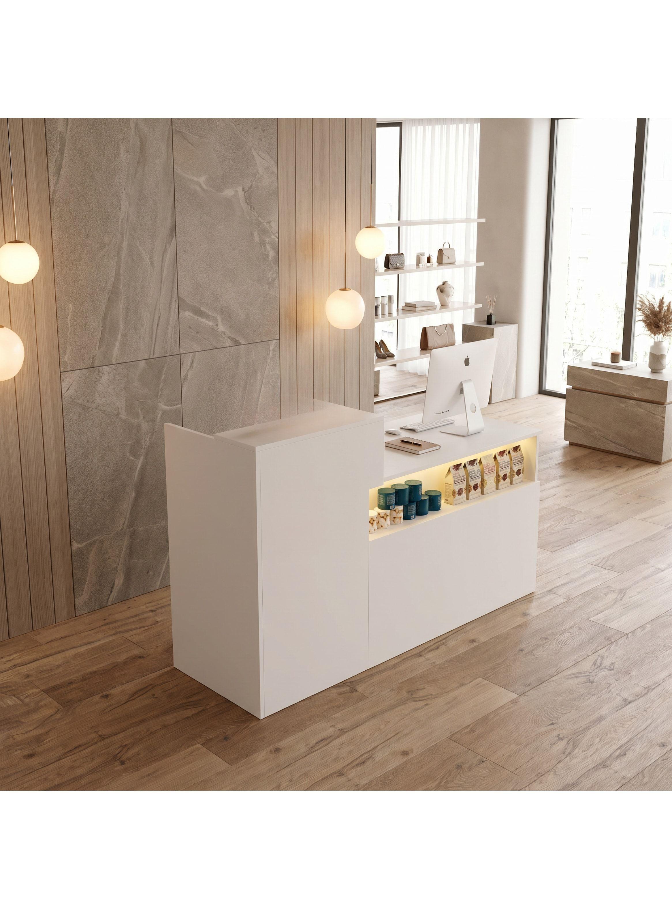 Escritorio Caja Registradora Mueble Para Recepción Con Luz Blanco-9