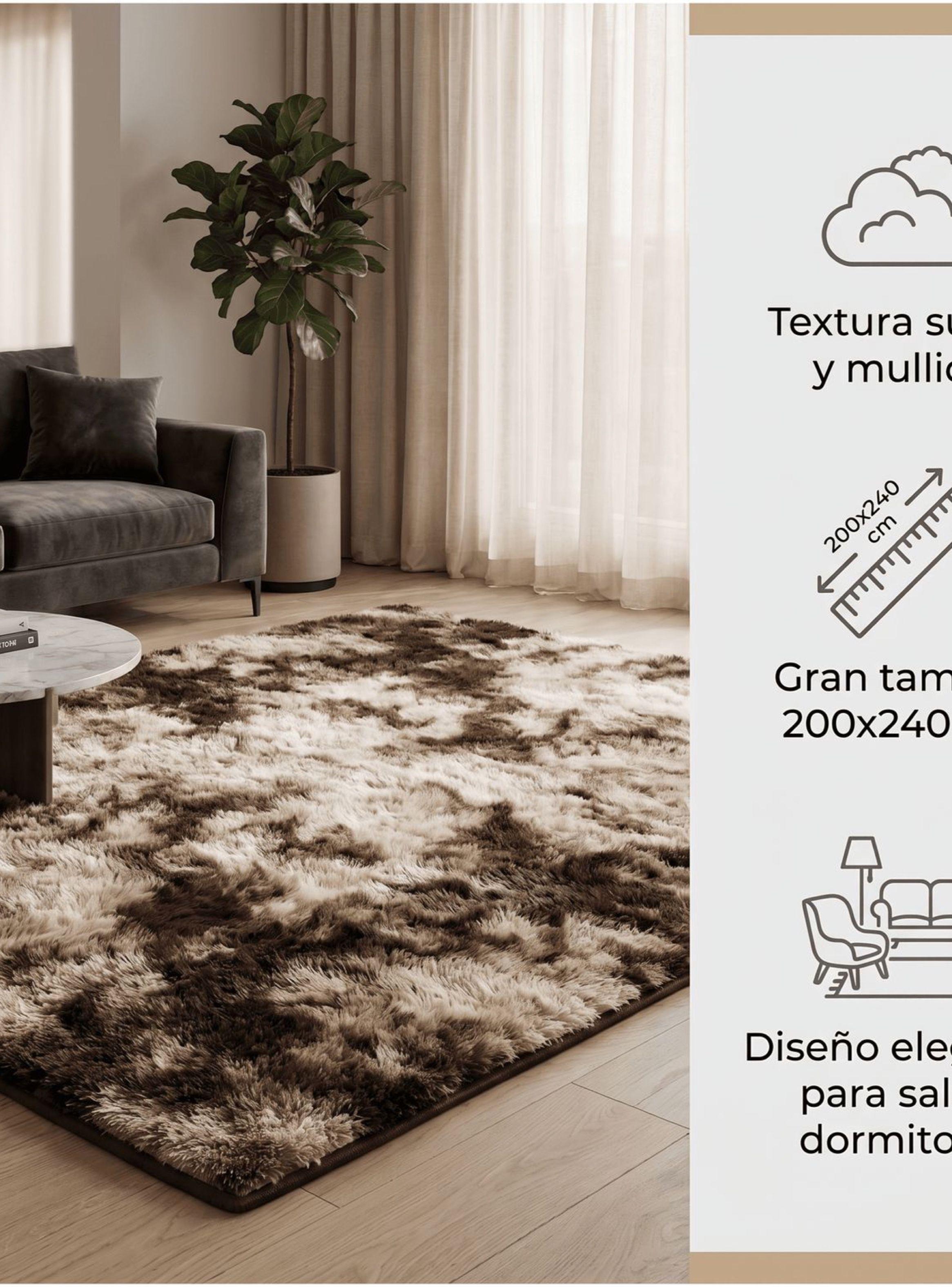 Alfombra 200x240cm Peluda Super Suave para living bajada de cama 200*240cm cafe-1