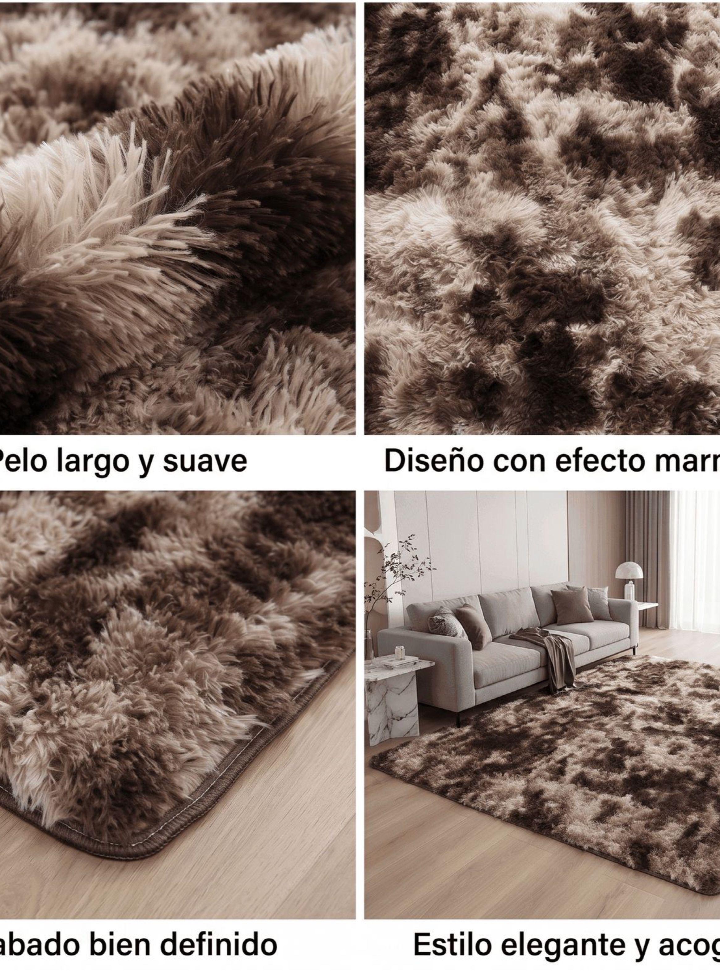 Alfombra 200x240cm Peluda Super Suave para living bajada de cama 200*240cm cafe-3