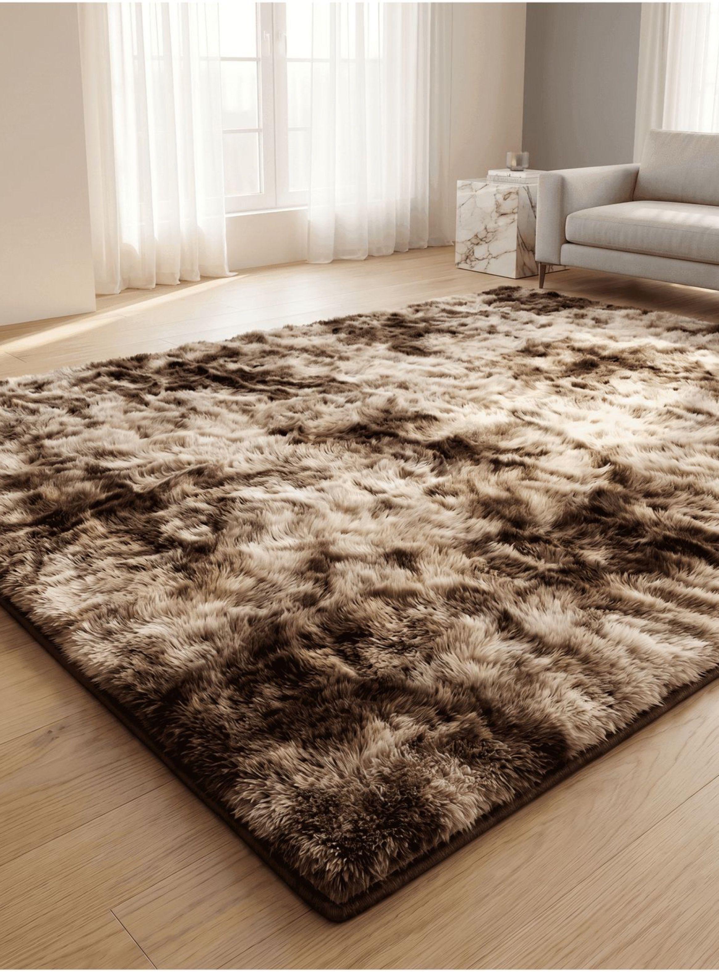 Alfombra 200x240cm Peluda Super Suave para living bajada de cama 200*240cm cafe-5