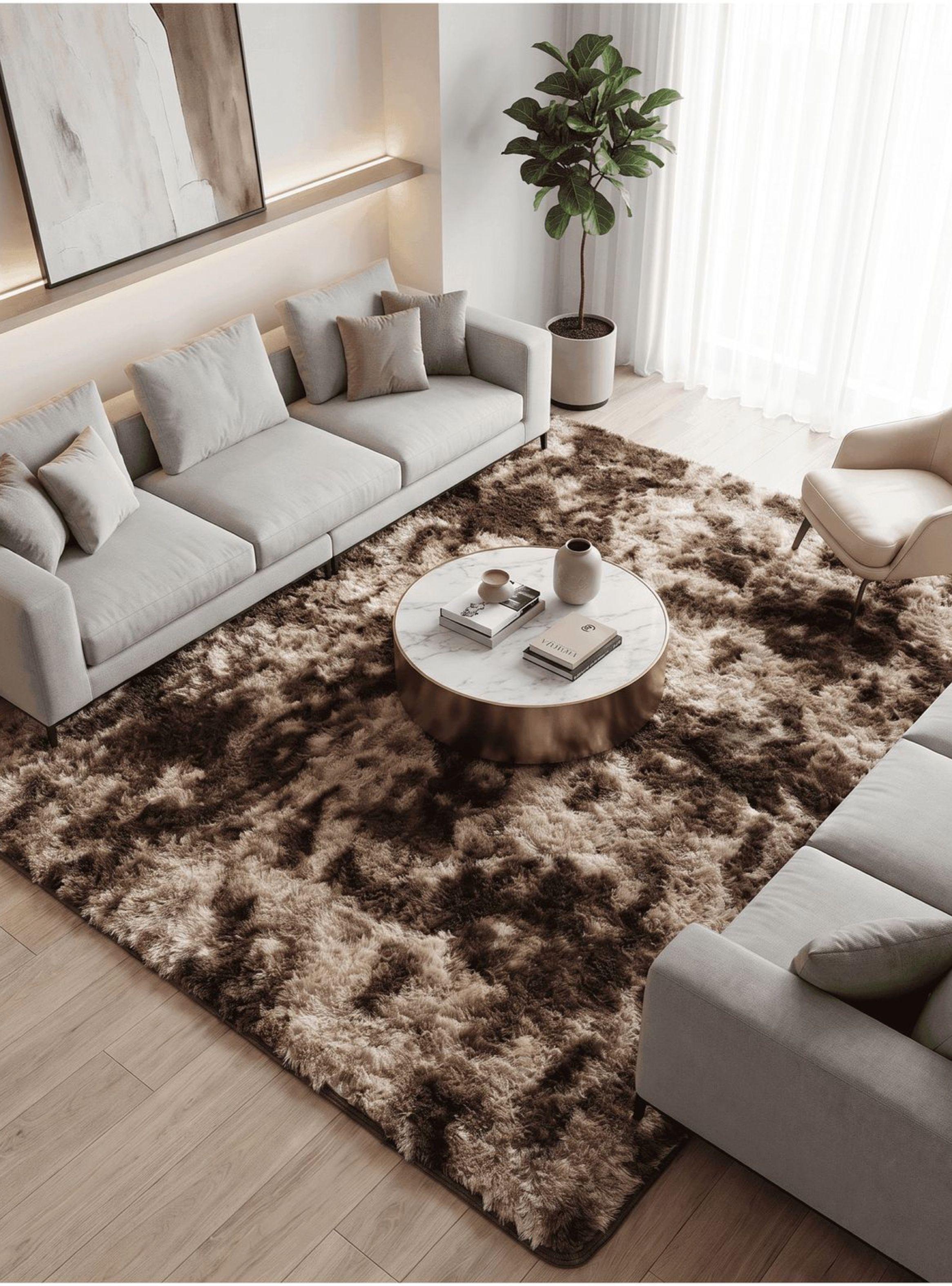 Alfombra 200x240cm Peluda Super Suave para living bajada de cama 200*240cm cafe-6