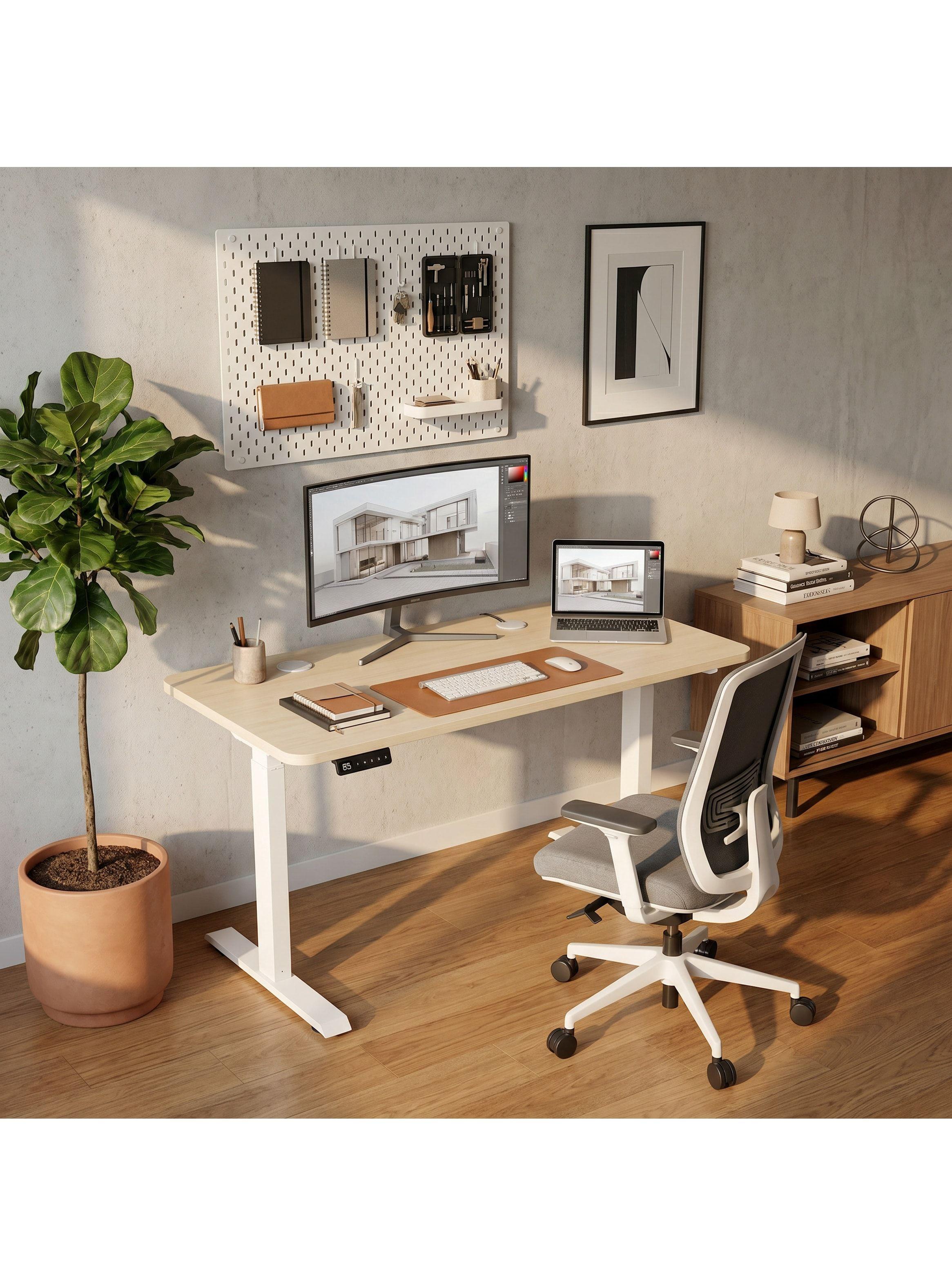 Escritorio Altura Ajustable Eléctrico 140cm Profesional Color Arce Homer Design Hrsjz002-6