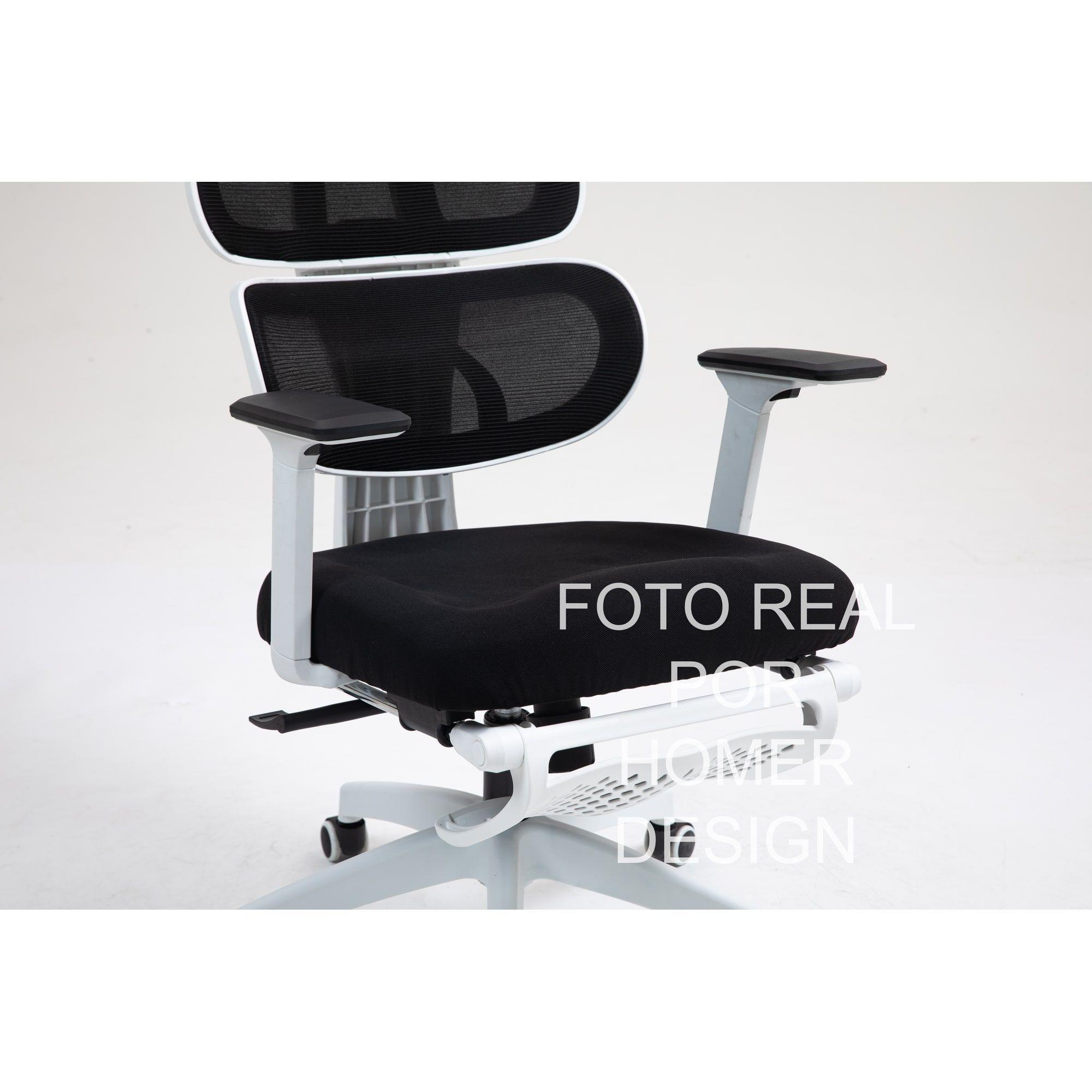 Silla Ergonómica Oficina Ejecutiva Reclinable Con Colgador Homer Design Negro Algodón-5