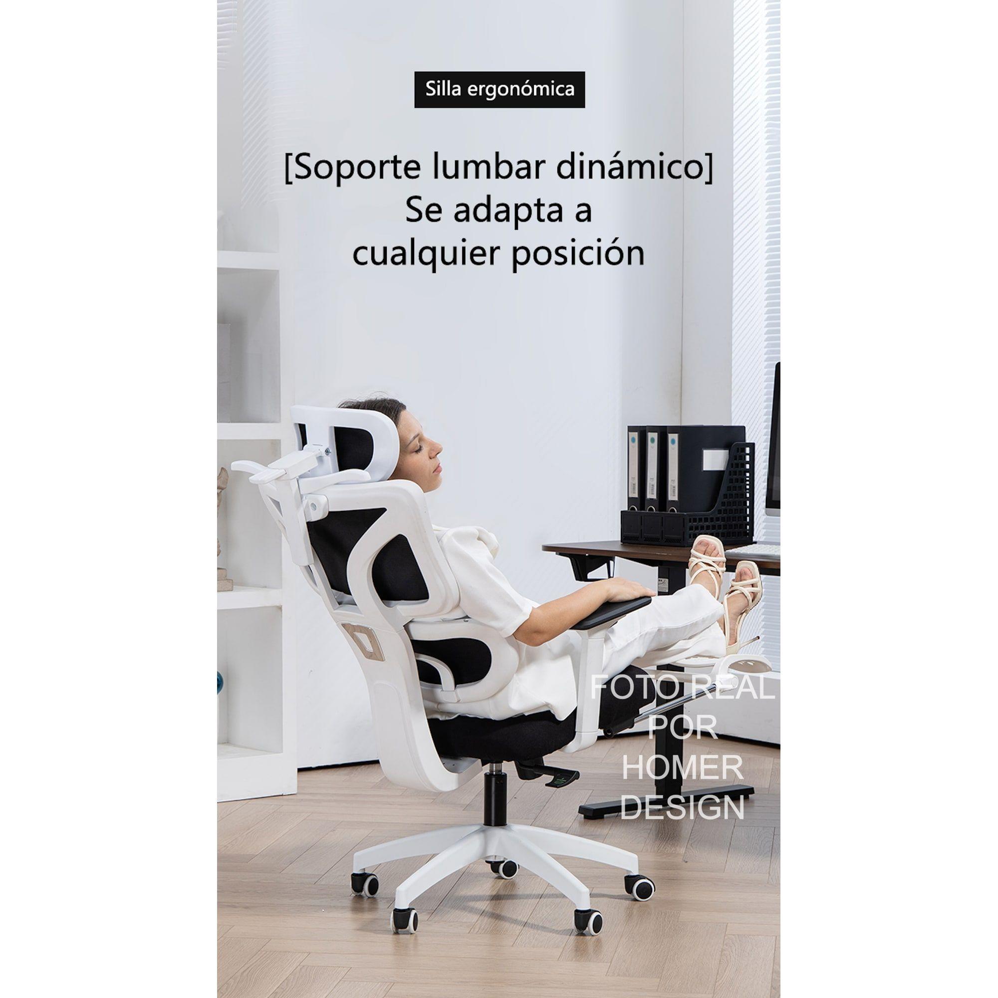 Silla Ergonómica Oficina Ejecutiva Reclinable Con Colgador Homer Design Negro Algodón-6
