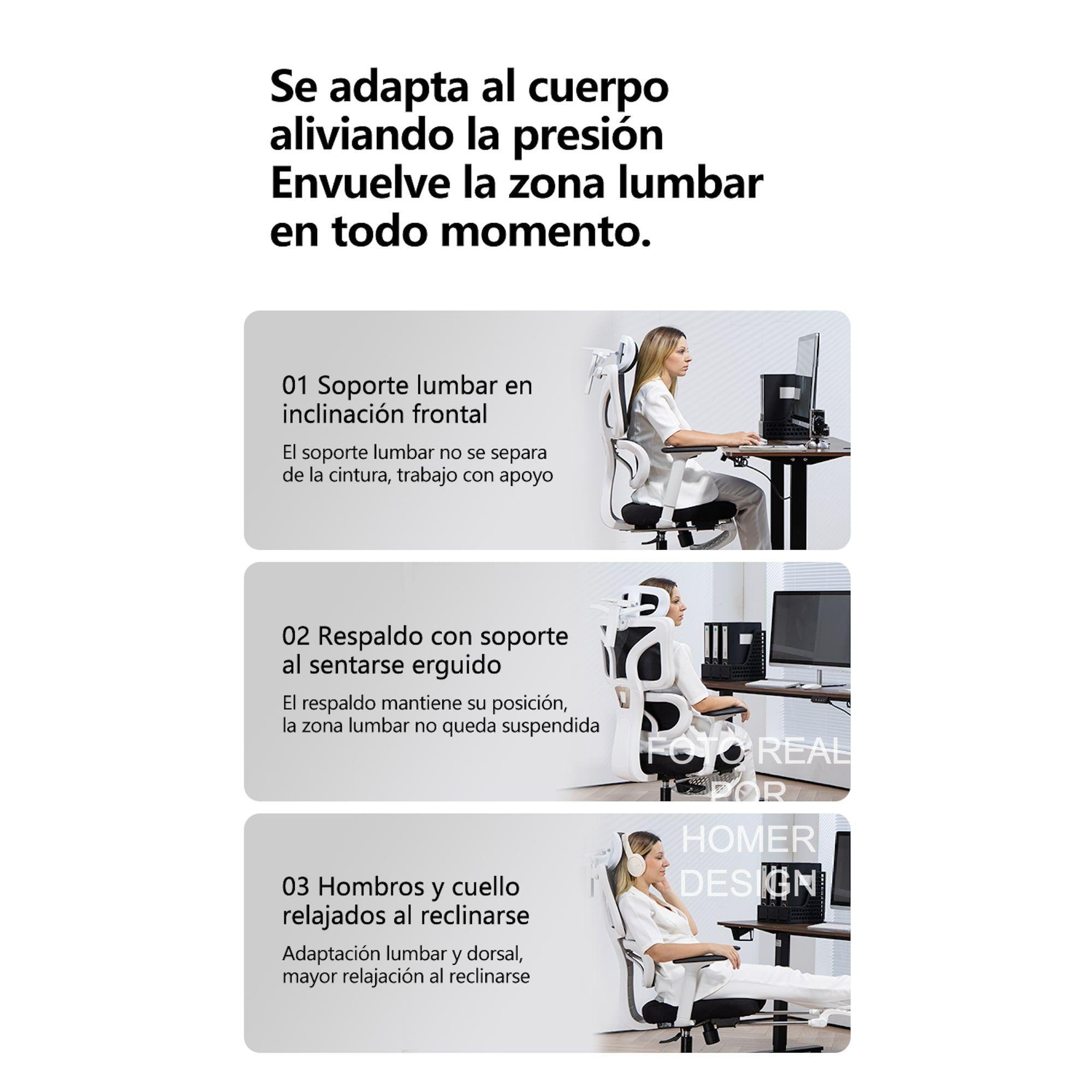 Silla Ergonómica Oficina Ejecutiva Reclinable Con Colgador Homer Design Negro Algodón-7