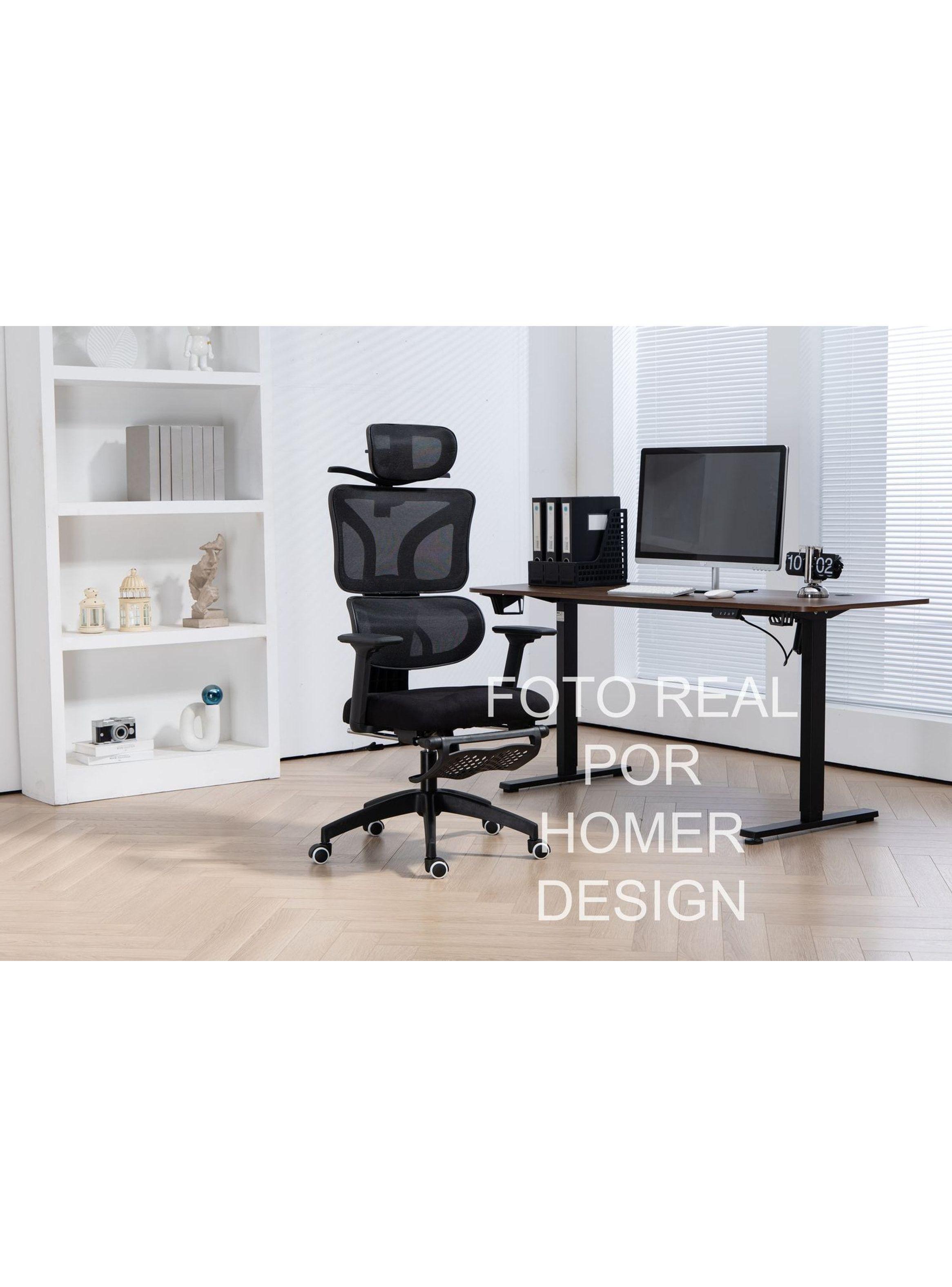 Silla Ergonómica Oficina Ejecutiva Reclinable Con Colgador Homer Design Negro Algodón-2