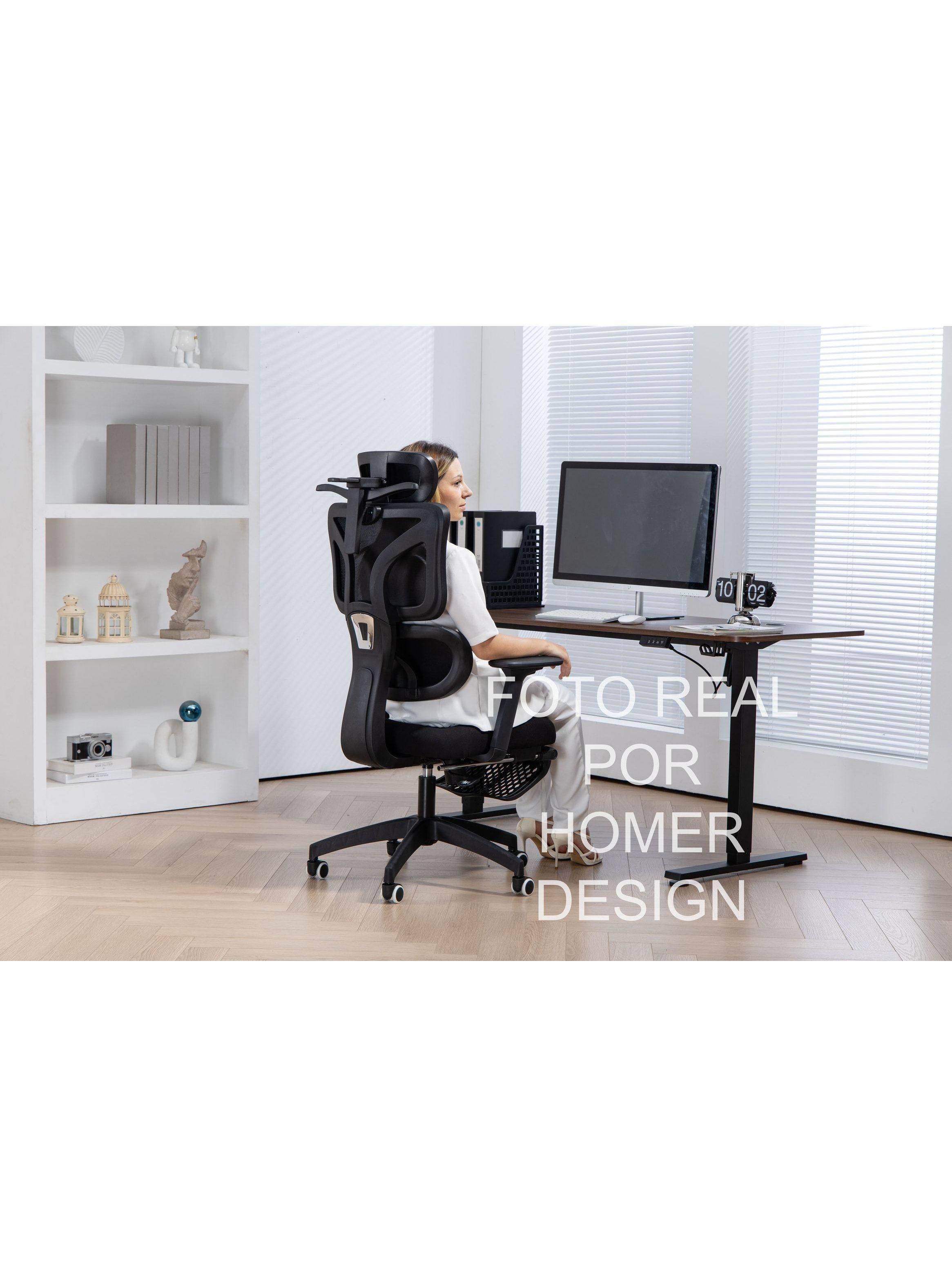 Silla Ergonómica Oficina Ejecutiva Reclinable Con Colgador Homer Design Negro Algodón-4